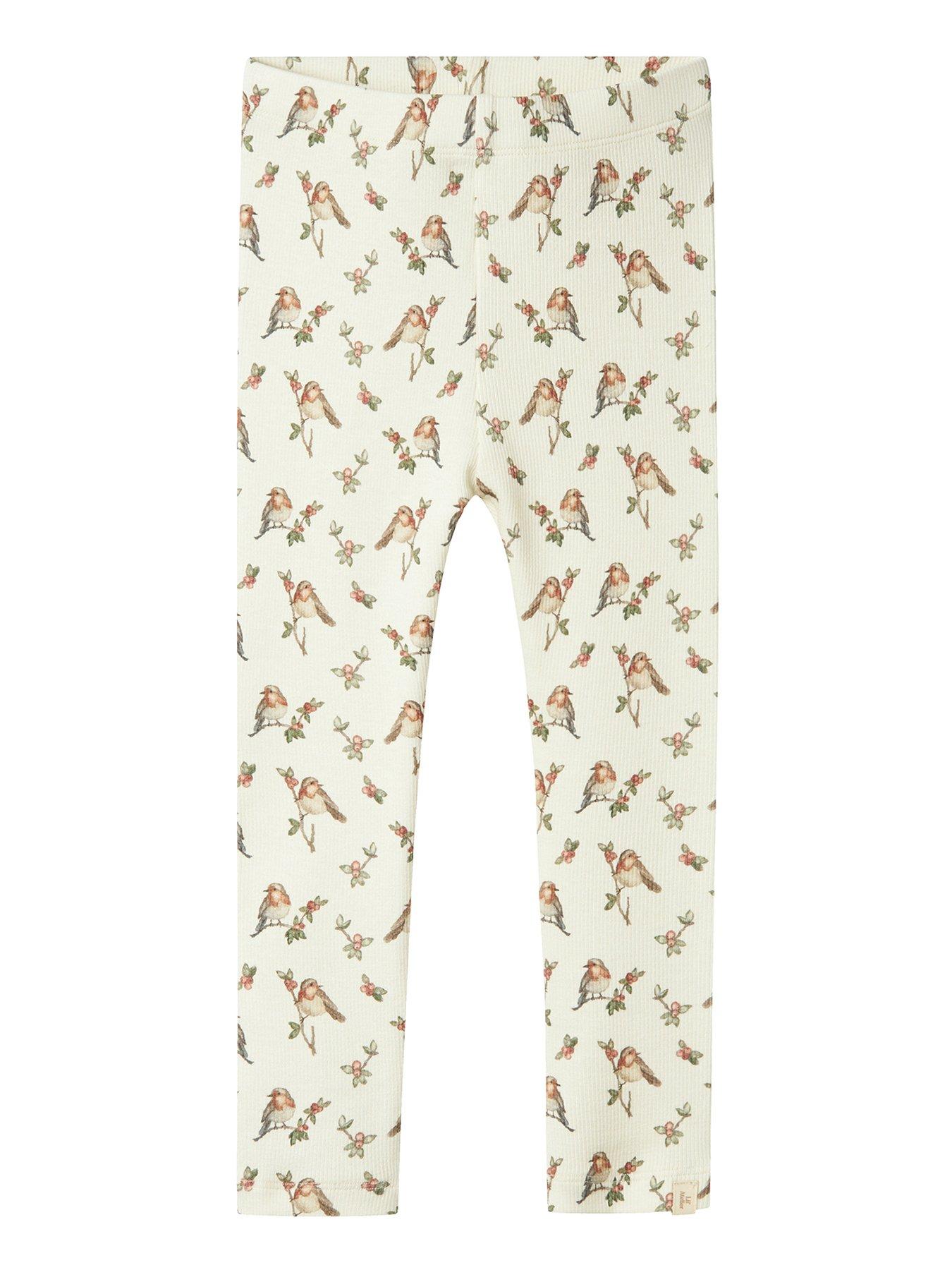 undefined Mini Girls Bird Printed Leggings - Turtledove Bird