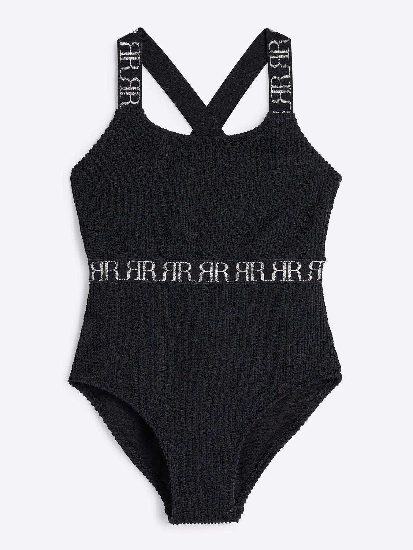 undefined Textured Elastic Swimsuit - Black