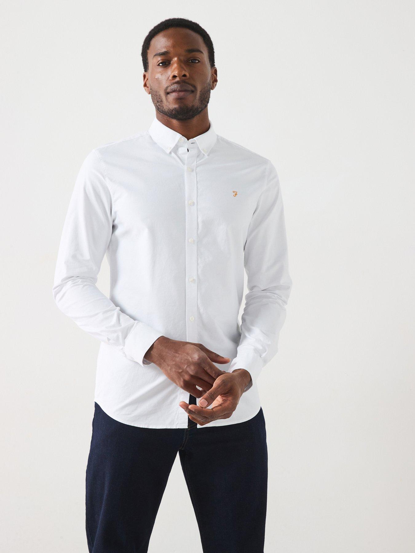 undefined Brewer Long Sleeve Slim Fit Shirt - White