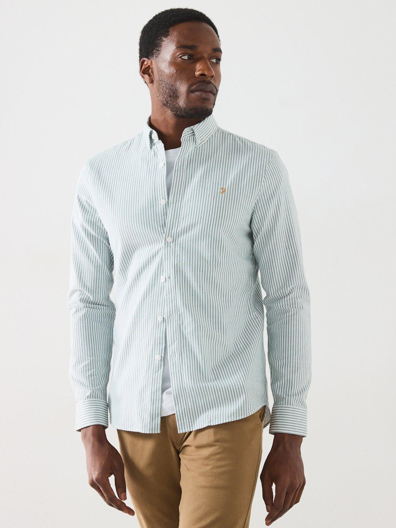 undefined Brewer Long Sleeve Slim Fit Striped Shirt - Green