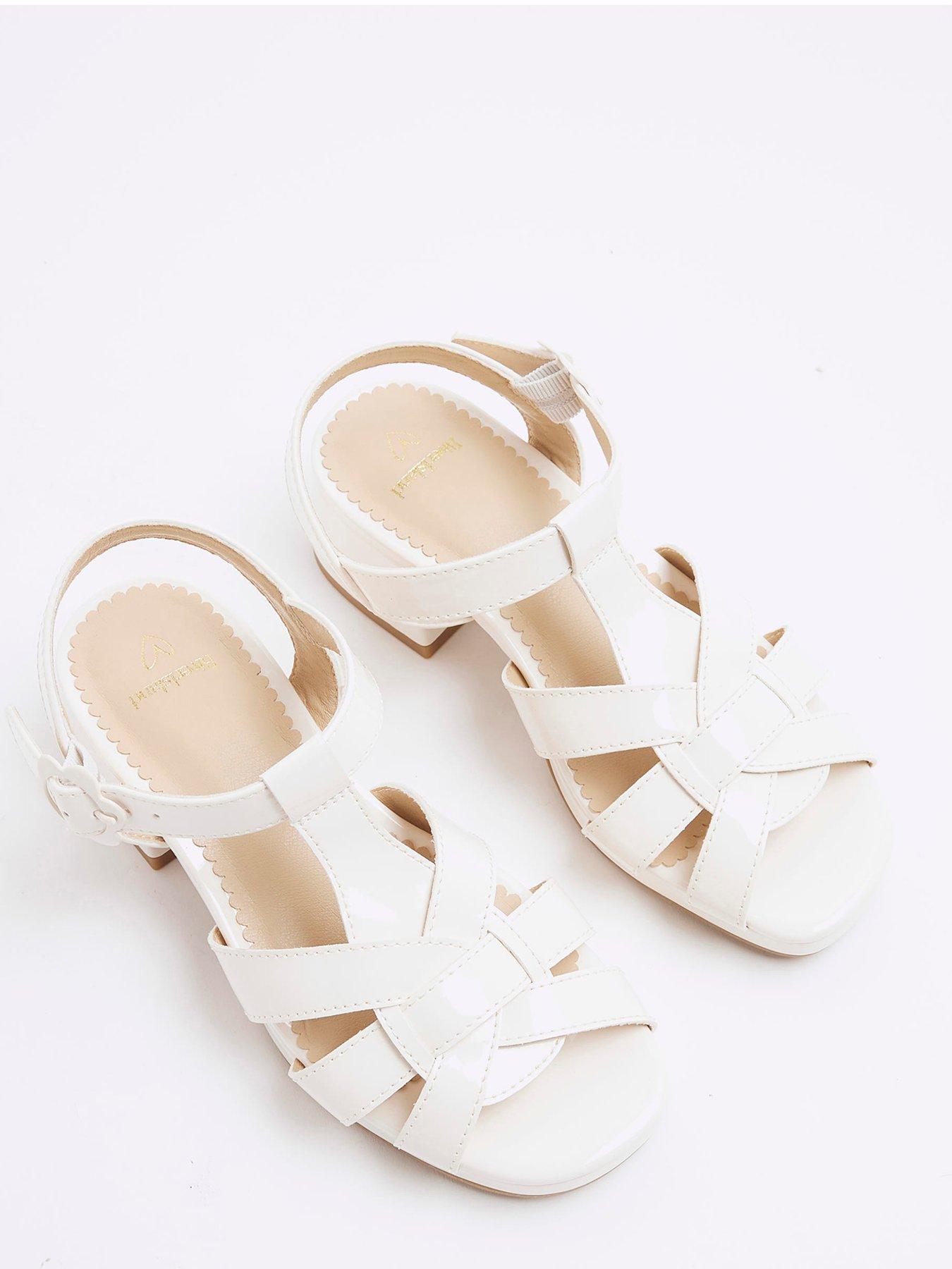 Image 4 of 5 of River Island Girls Caged Block Heeled Sandals - Cream