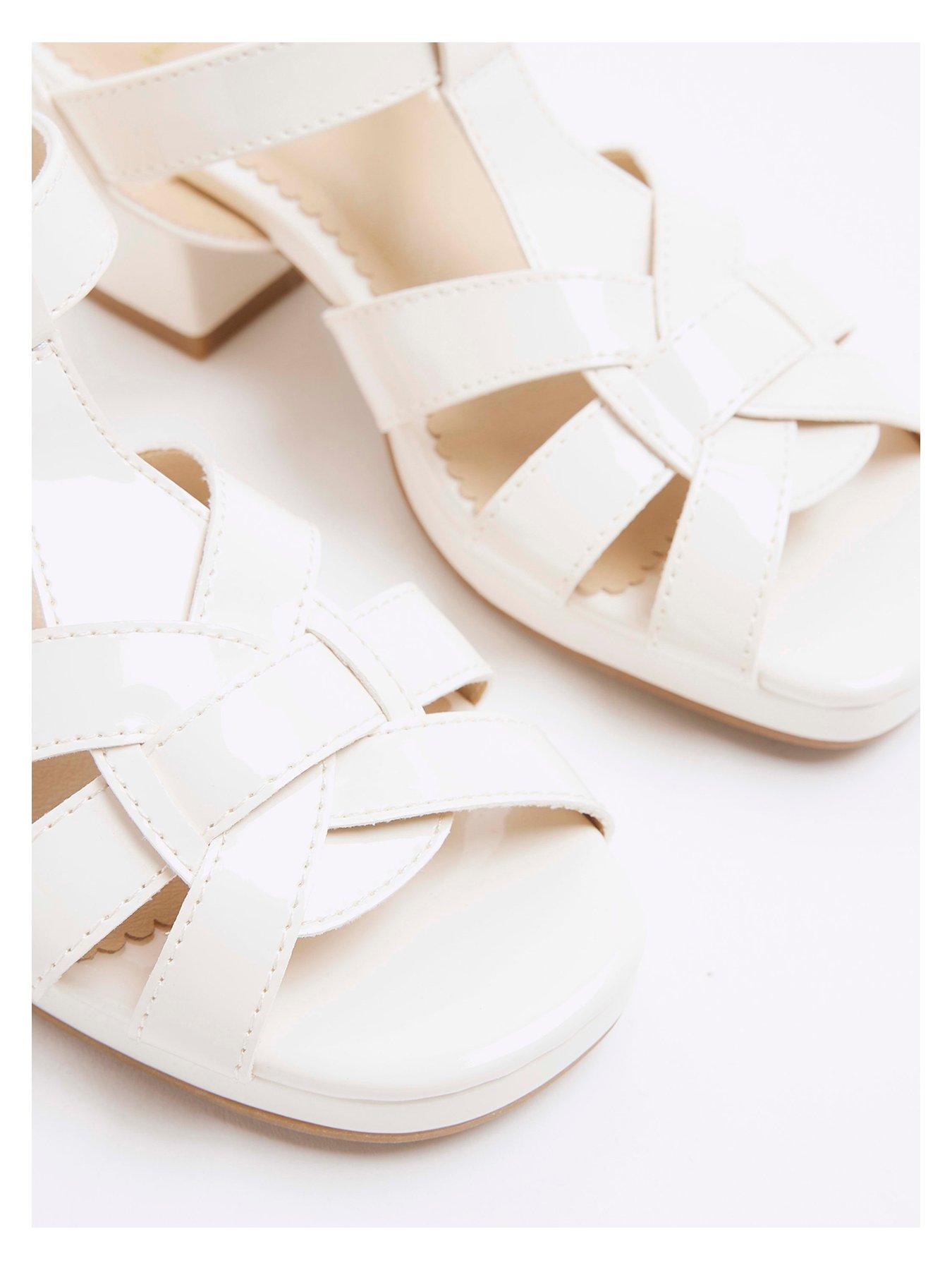 Image 5 of 5 of River Island Girls Caged Block Heeled Sandals - Cream