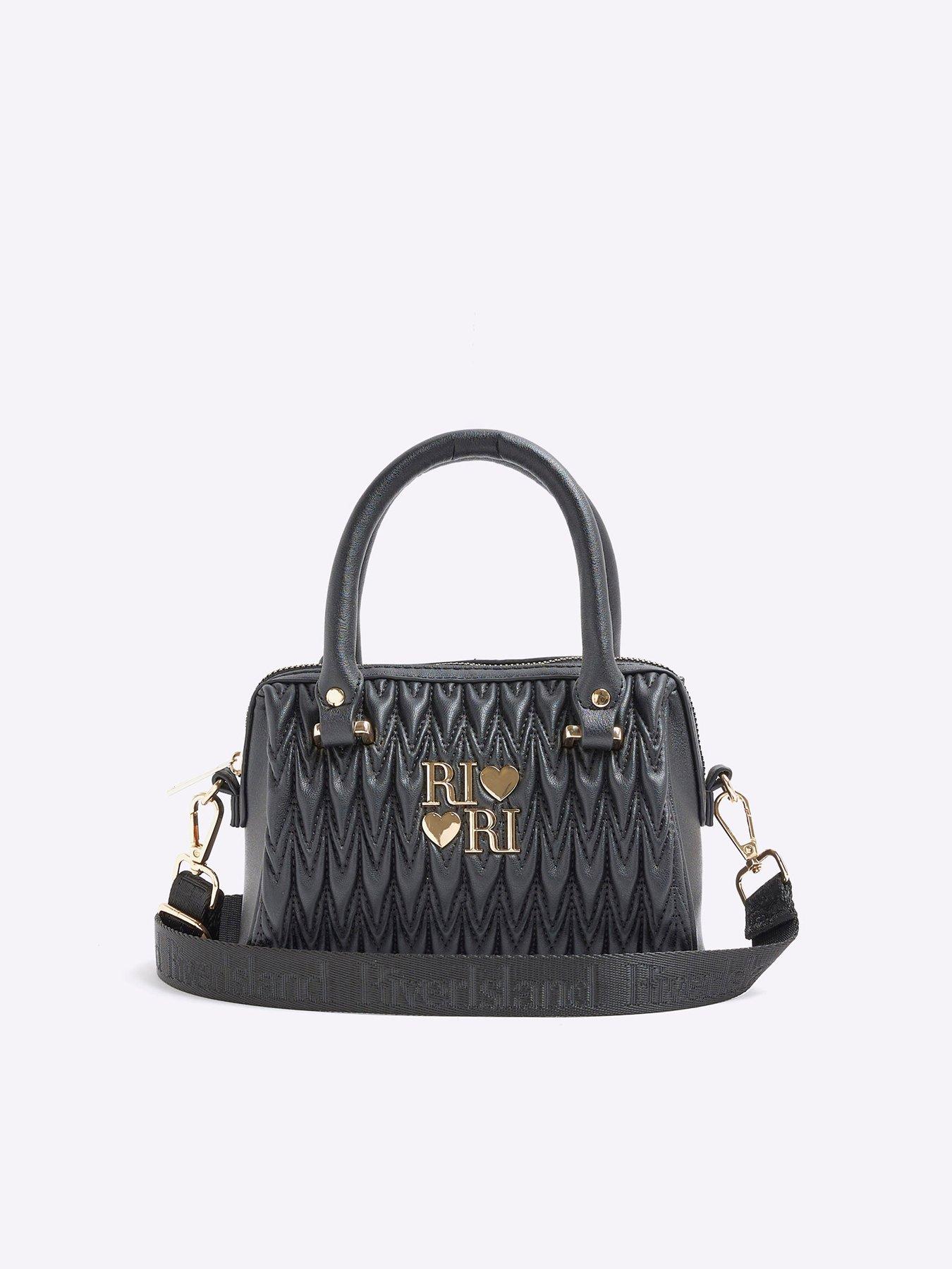 undefined Girls Faux Leather Ri Ruched Tote Bag - Black