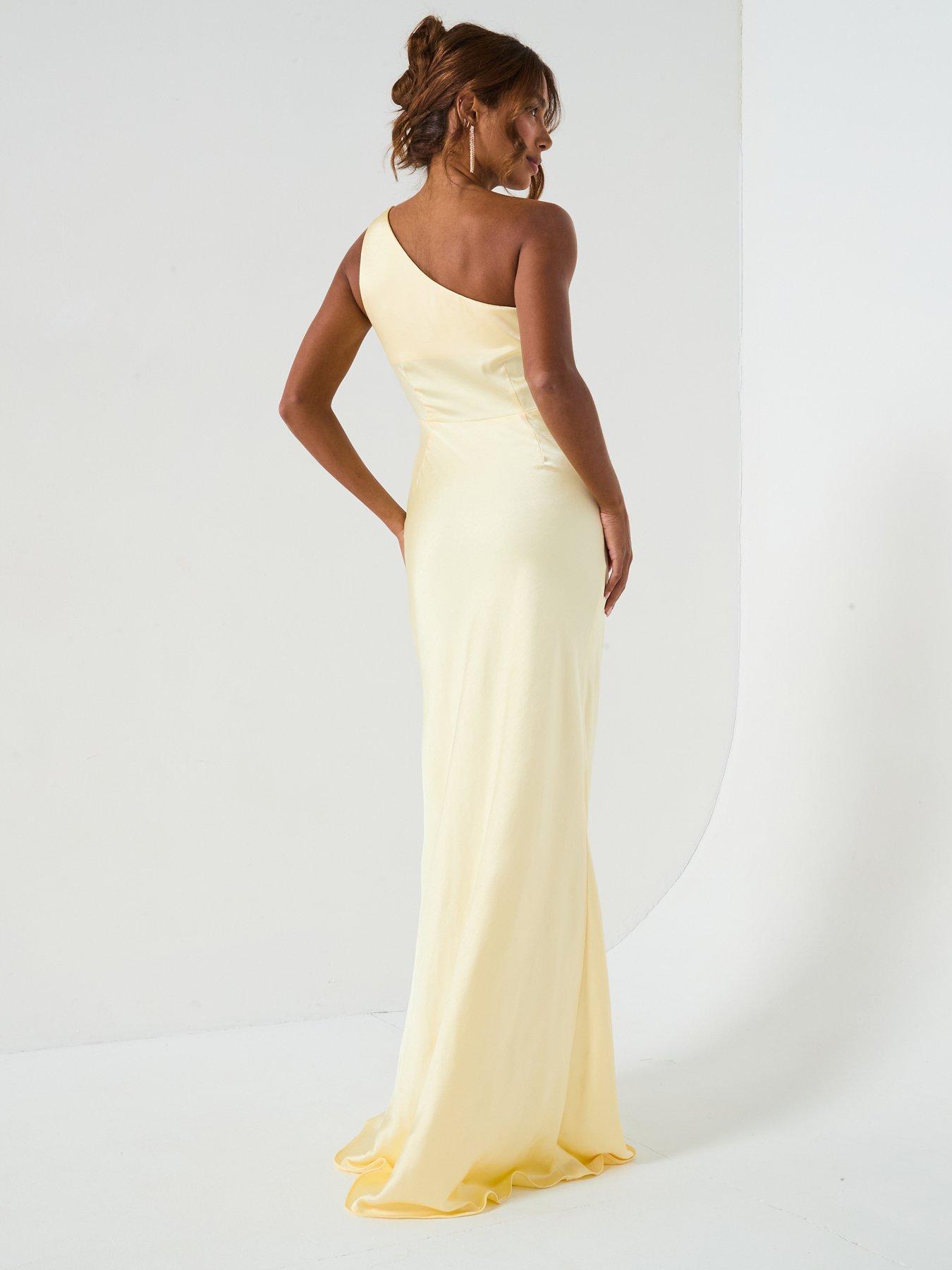 Six Stories Satin One Shoulder Ruched Bridesmaid Dress Lemon Very