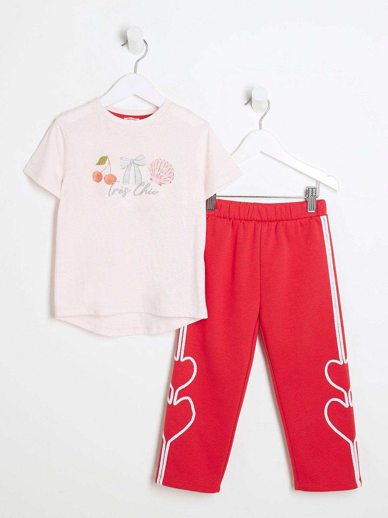 undefined Mini Girls Cherry Tracksuit Set - Pink