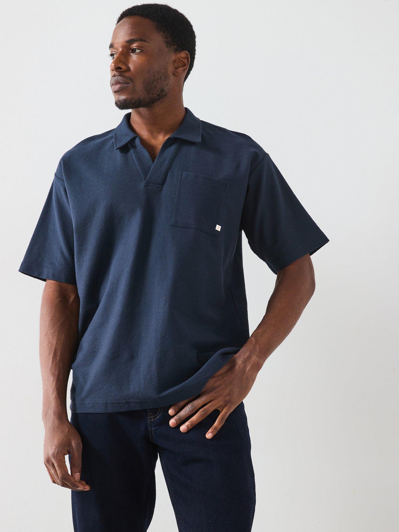 undefined Caspion Short Sleeve Relaxed Fit Polo Shirt - Navy