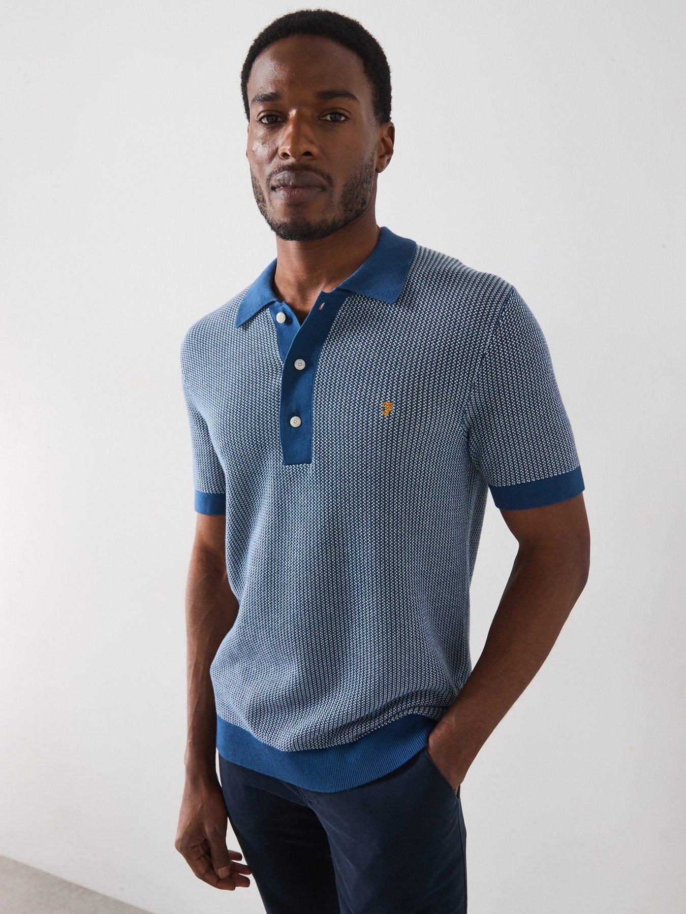 undefined Sandford Knit Short Sleeve Relaxed Fit Polo Shirt - Blue