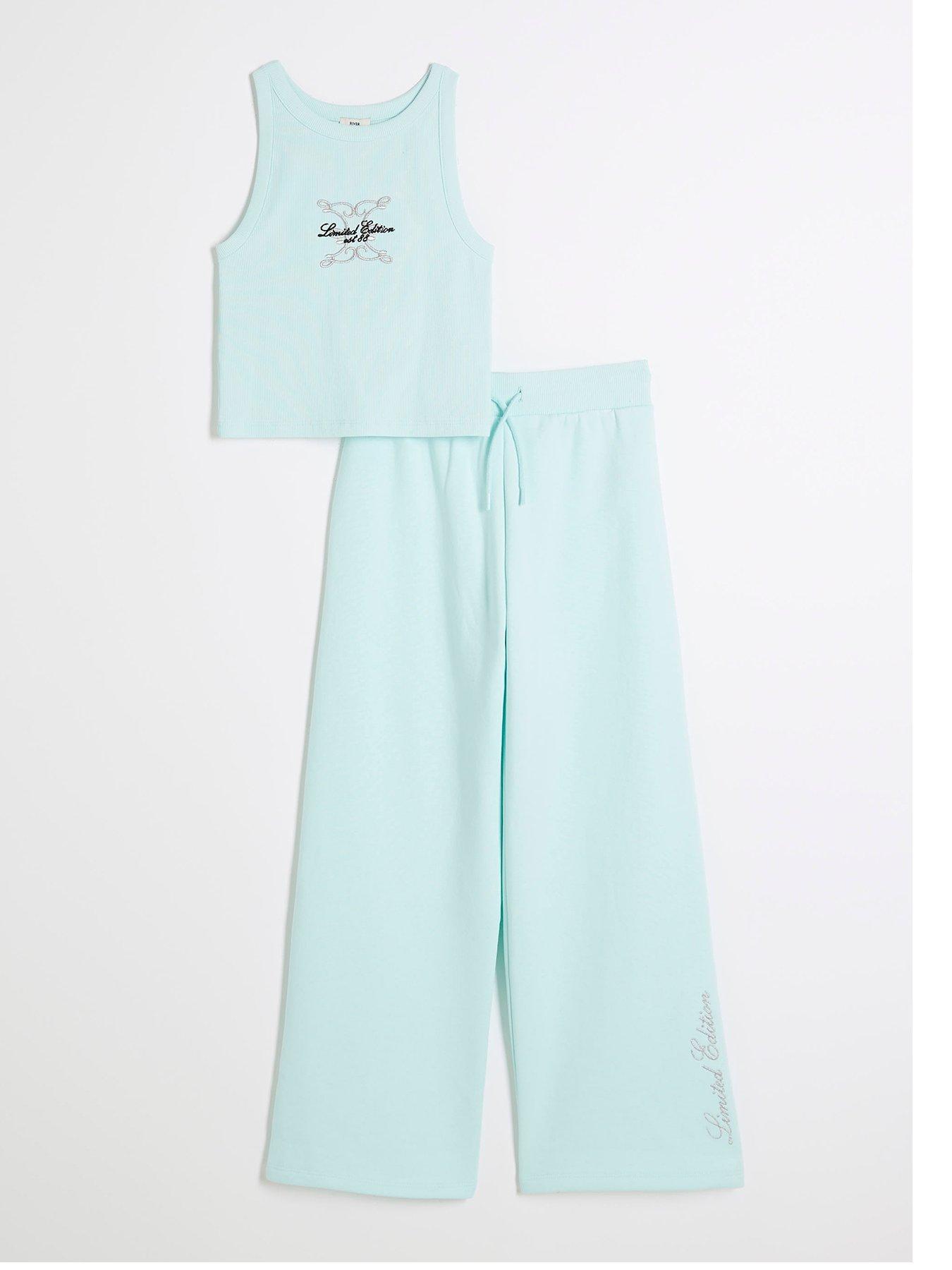 undefined Girls Limited Edition Racer Tank Top And Joggers Set - Turquoise