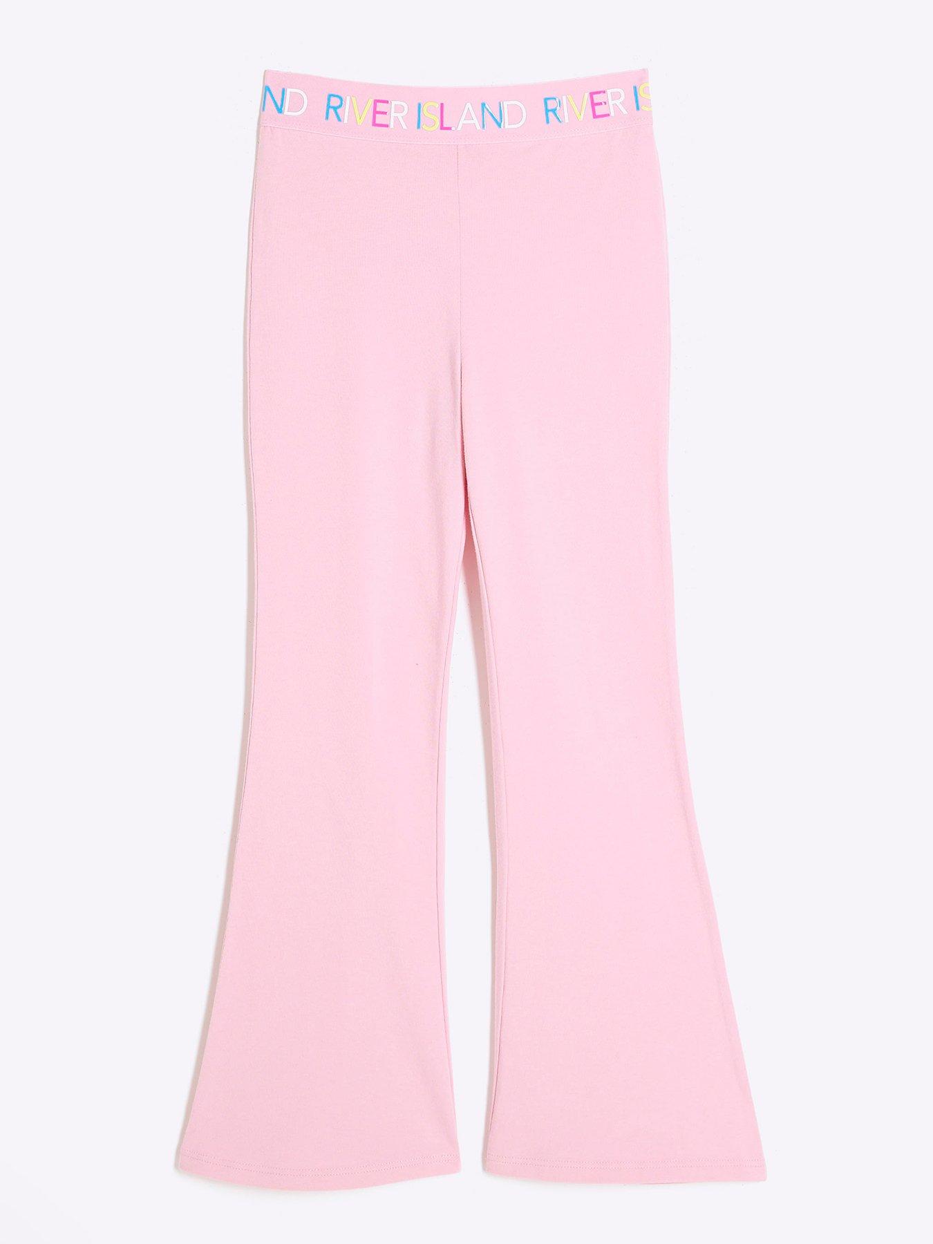 undefined Girls Ri Waistband Flared Leggings - Light Pink