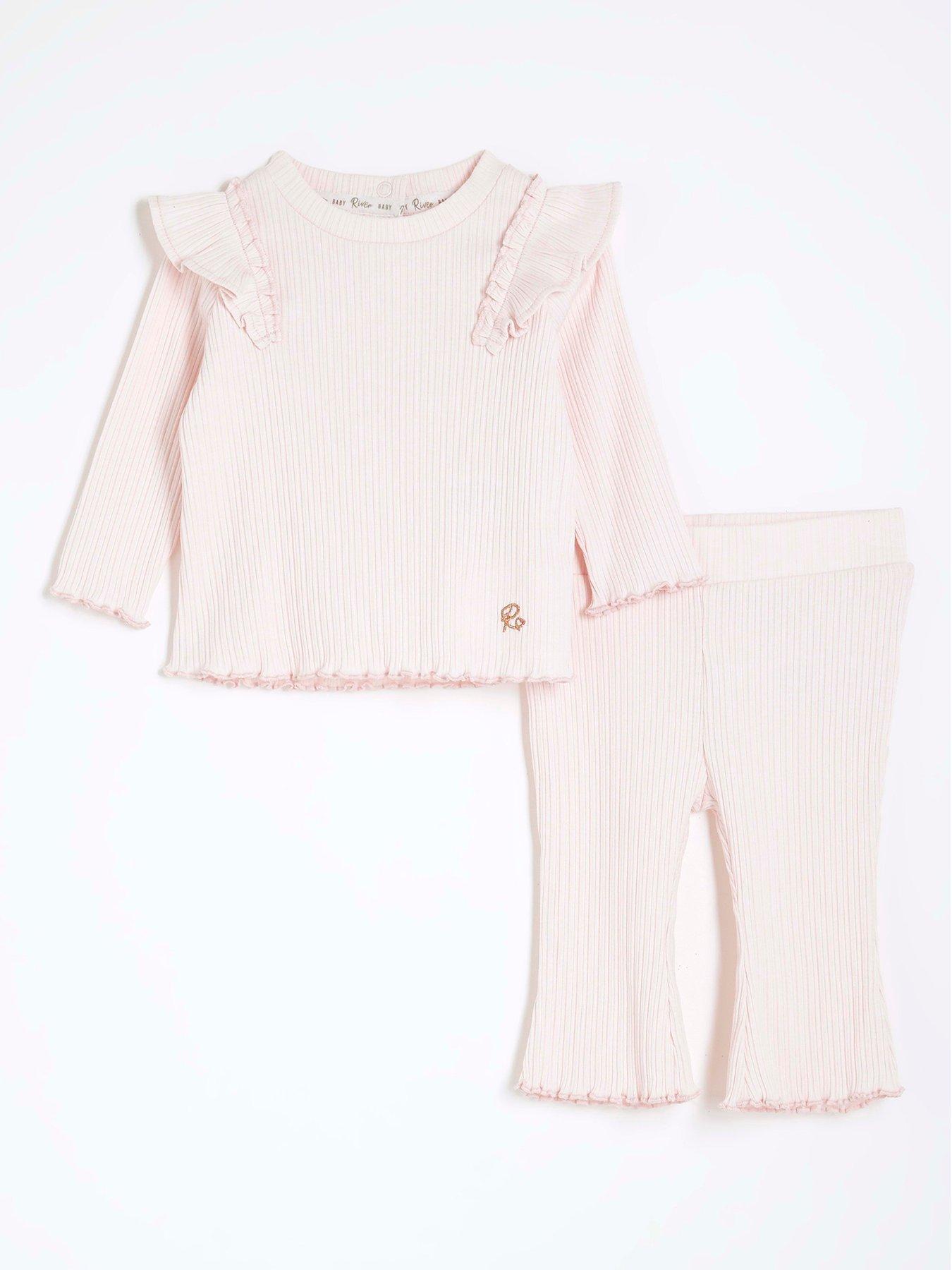 River Island Baby Baby Girls Frill Rib Set - Light Pink | Very
