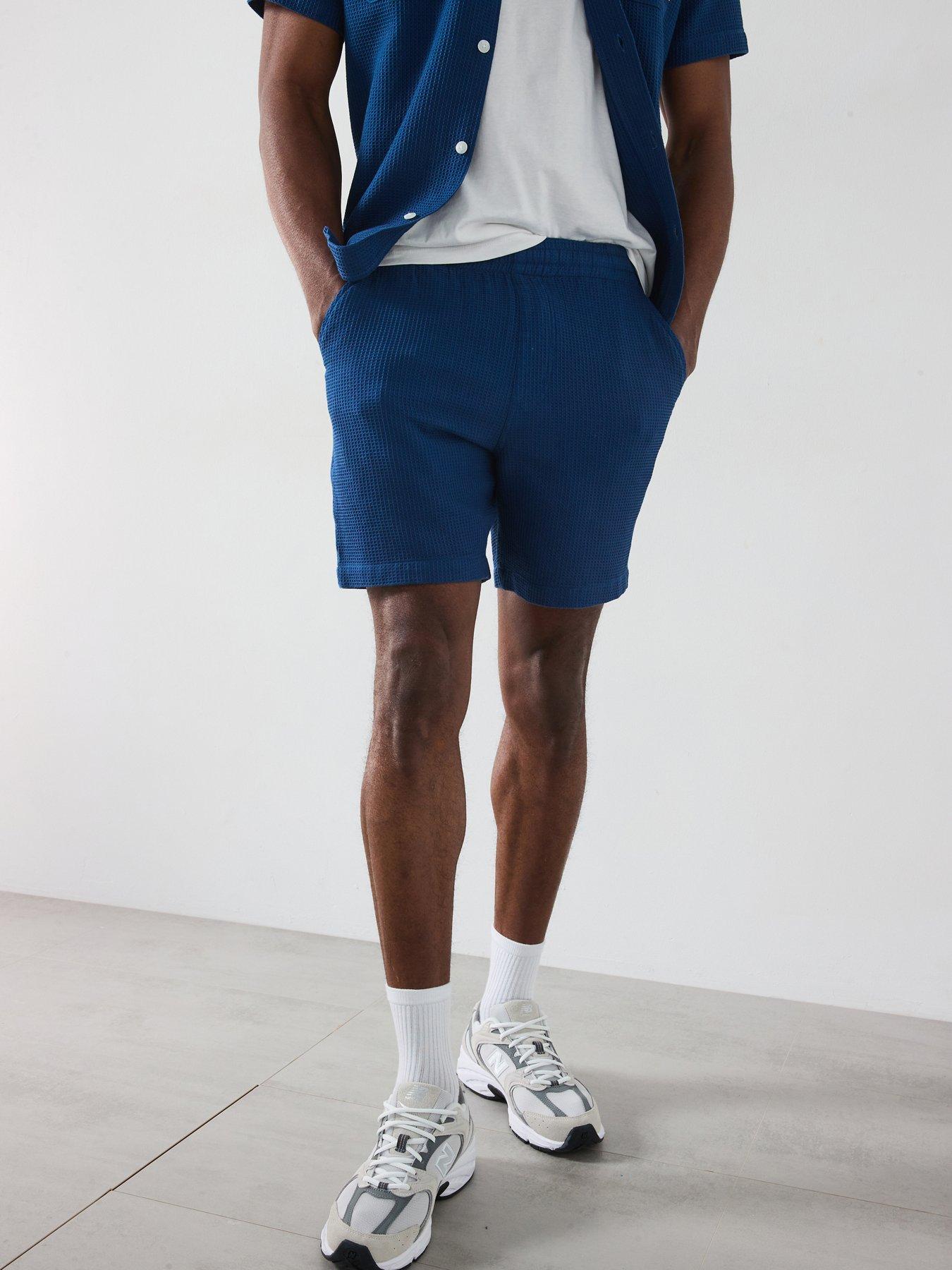 Farah Redwald Textured Waffle Regular Fit Shorts - Blue