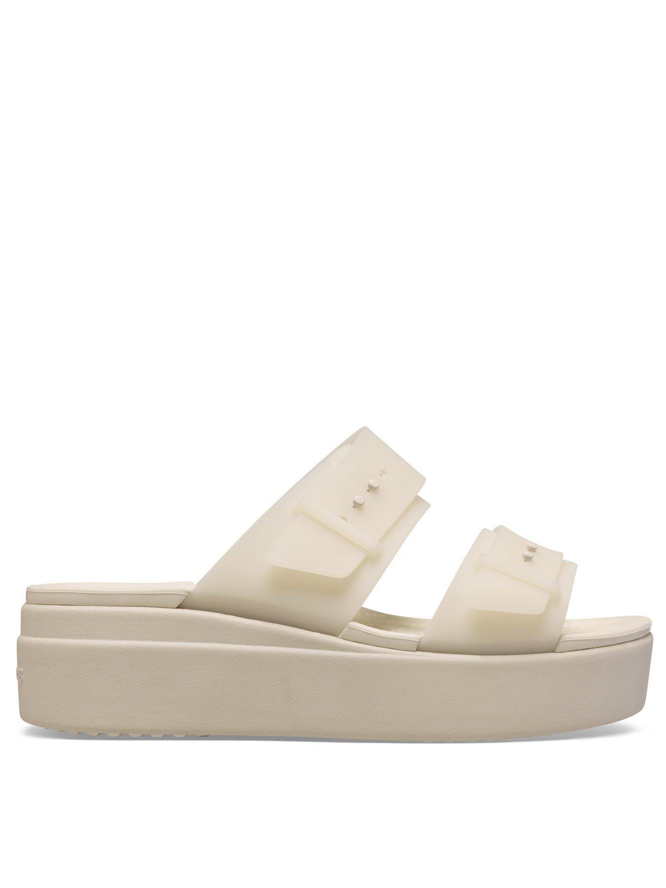 undefined Brooklyn Buckle Frosted Low Wedge - Beige