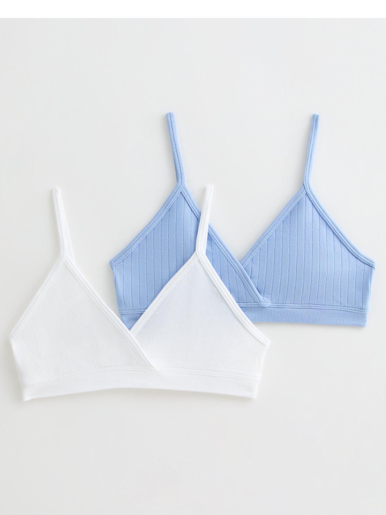 undefined Girls Pack Of 2 White And Blue Jersey Crop Tops