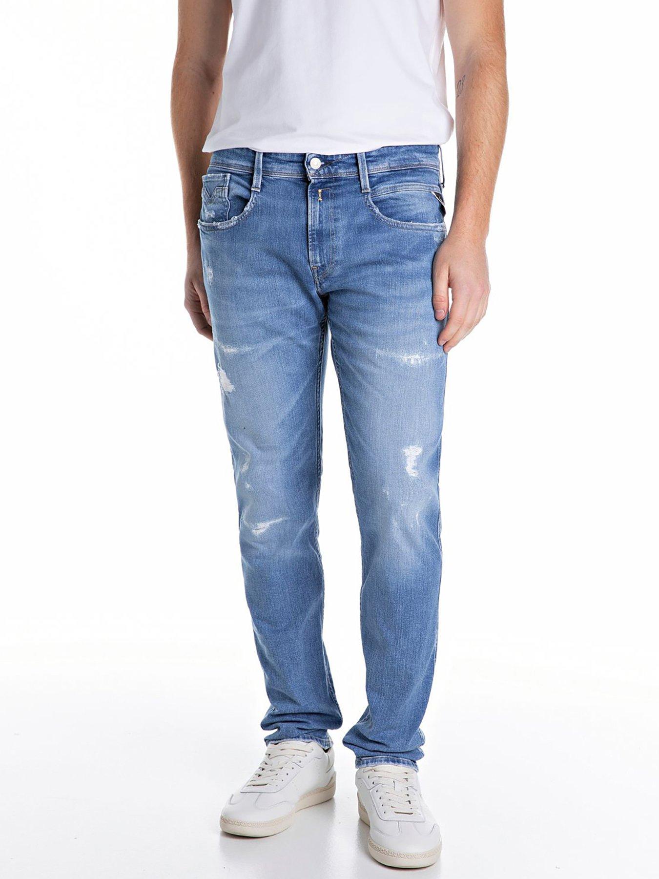 Replay Anbass Power Stretch Slim Fit Jeans- Light Wash