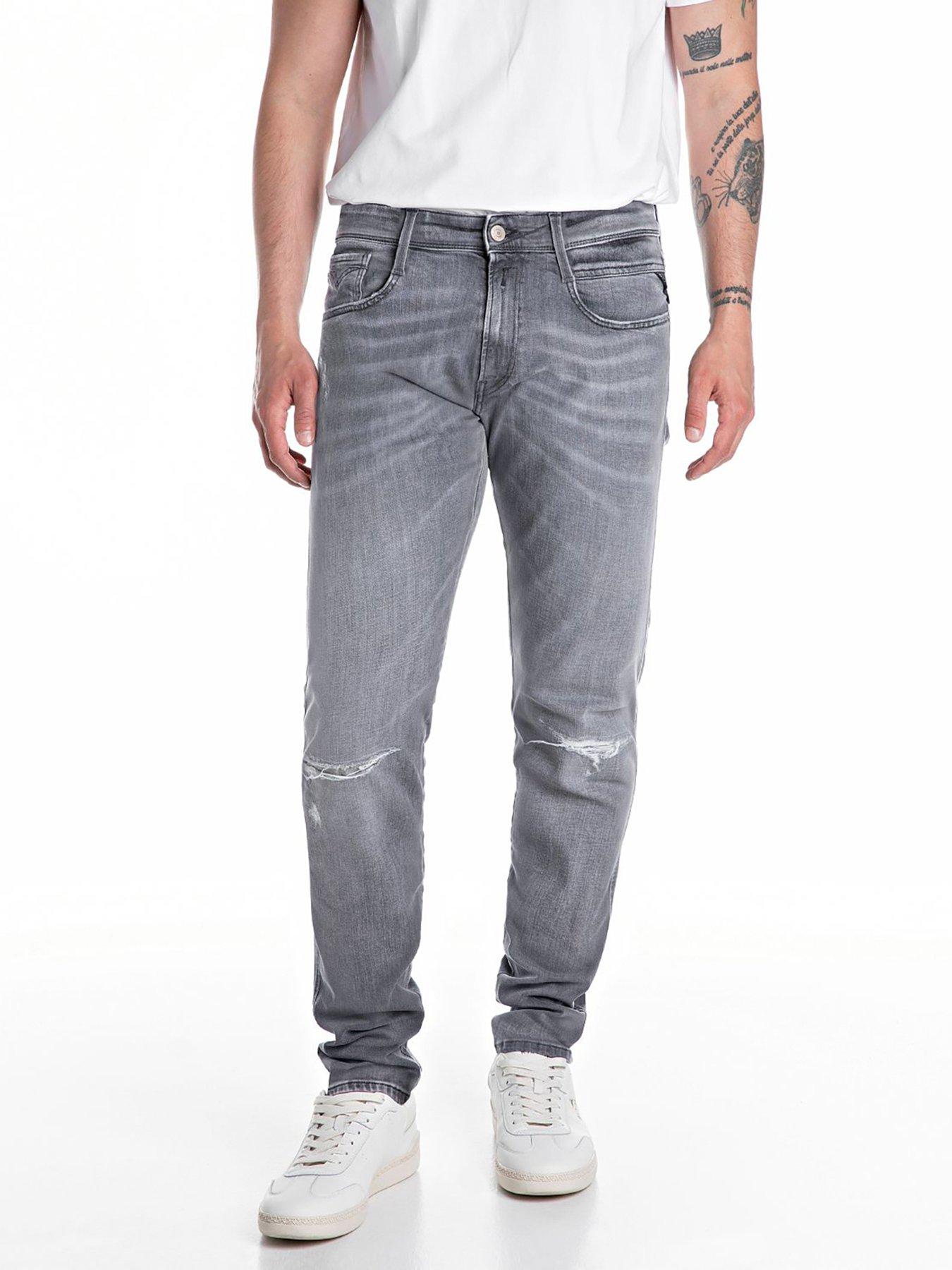undefined Anbass Ripped Slim Fit Jeans- Grey