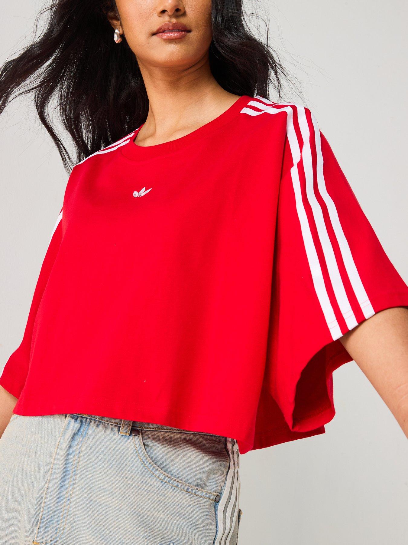 Image 4 of 4 of adidas Originals Adilenium Boxy Oversized T-Shirt - Red
