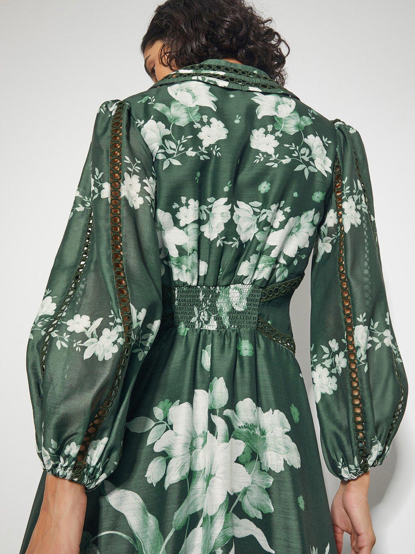 Image 5 of 6 of Monsoon Amari Shirt Dress - Green