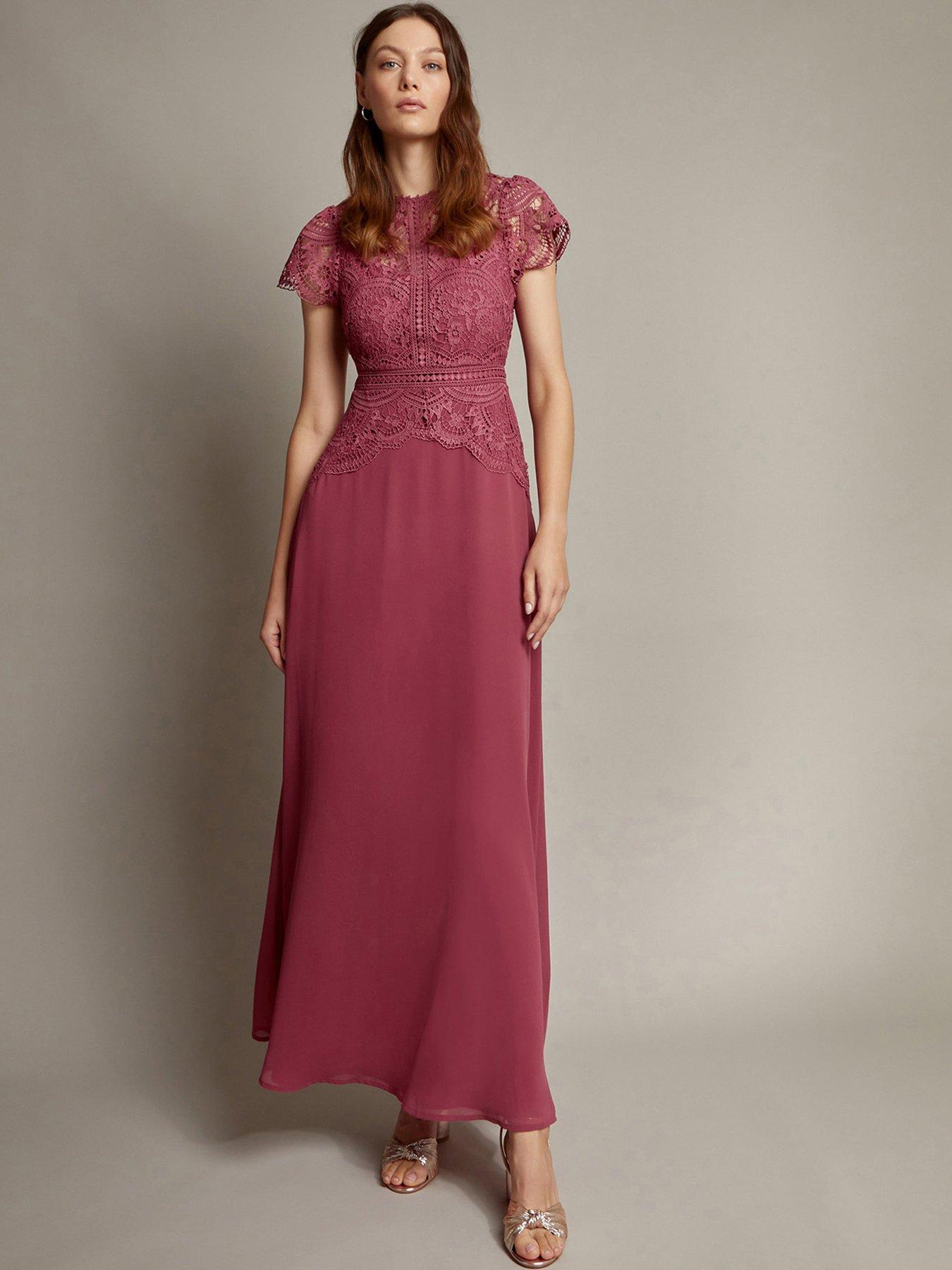 Image 1 of 5 of Monsoon Monica Maxi Dress Magenta - Pink