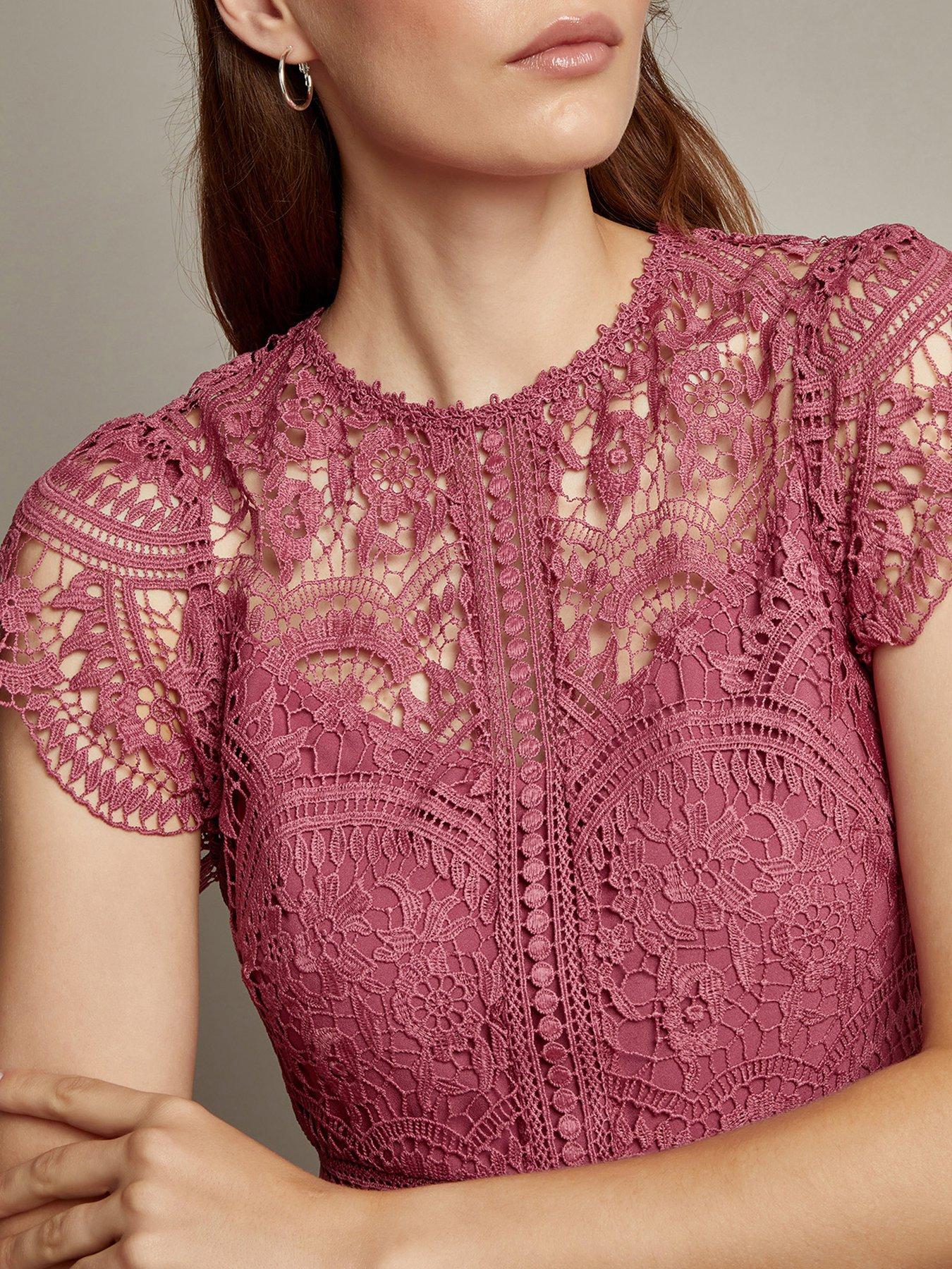 Image 4 of 5 of Monsoon Monica Maxi Dress Magenta - Pink