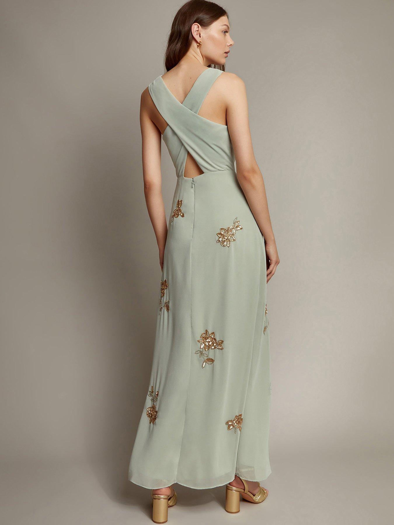 Image 2 of 5 of Monsoon Cowl Neck Sarah Maxi Dress - Green