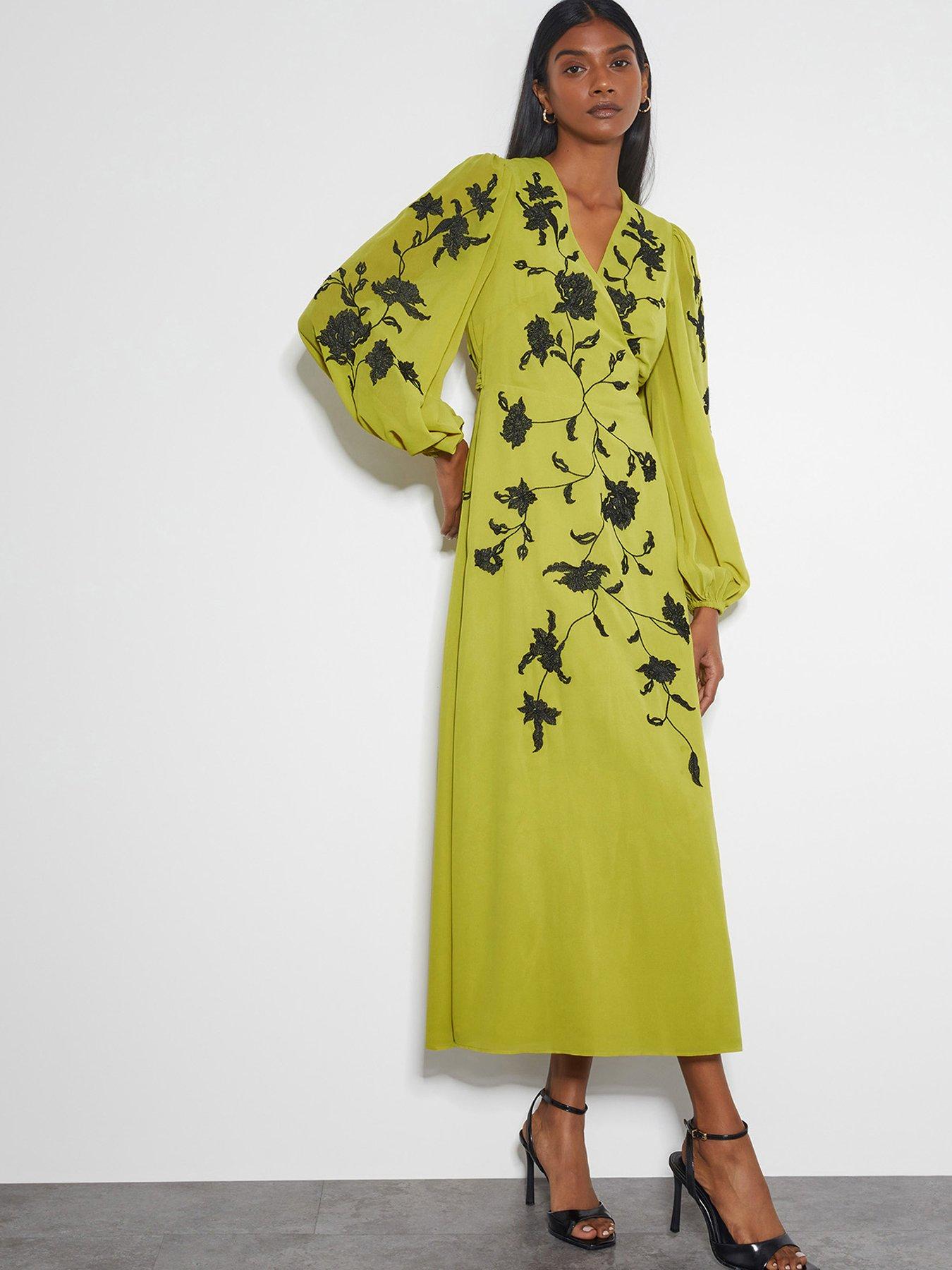 Monsoon Willa Wrap Dress Green Very