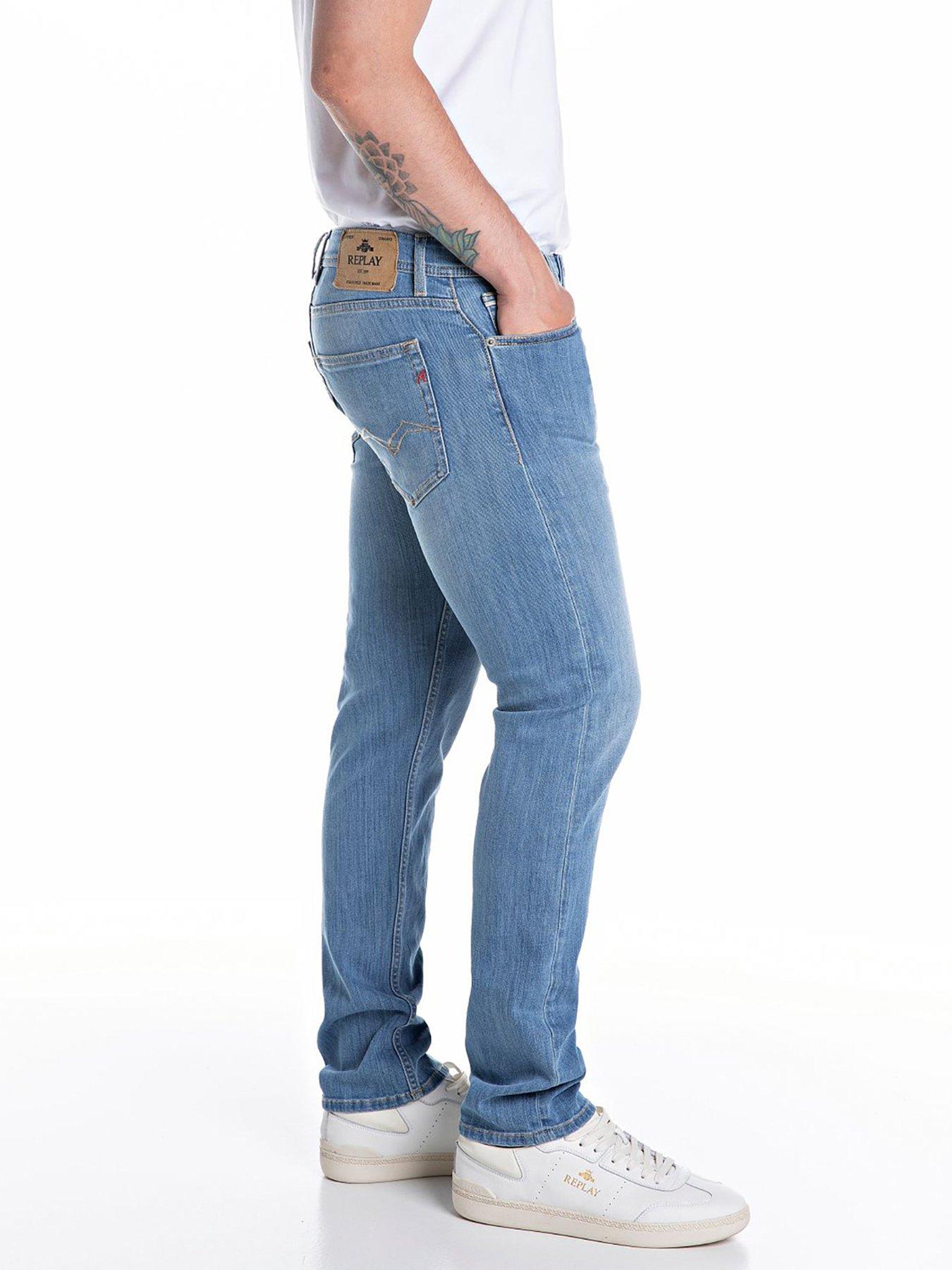 Image 3 of 3 of Replay Grover Slim Straight Fit Jeans - Blue