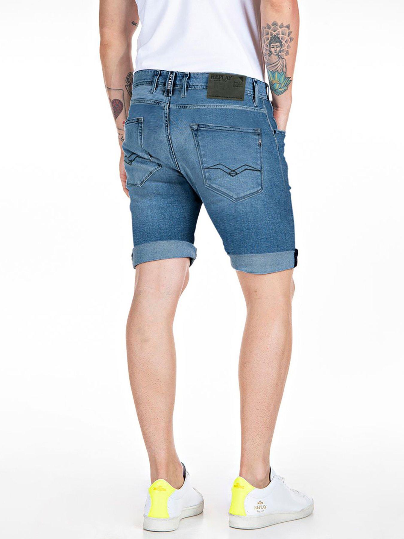 Image 2 of 2 of Replay 981 Denim Shorts- Midi Wash