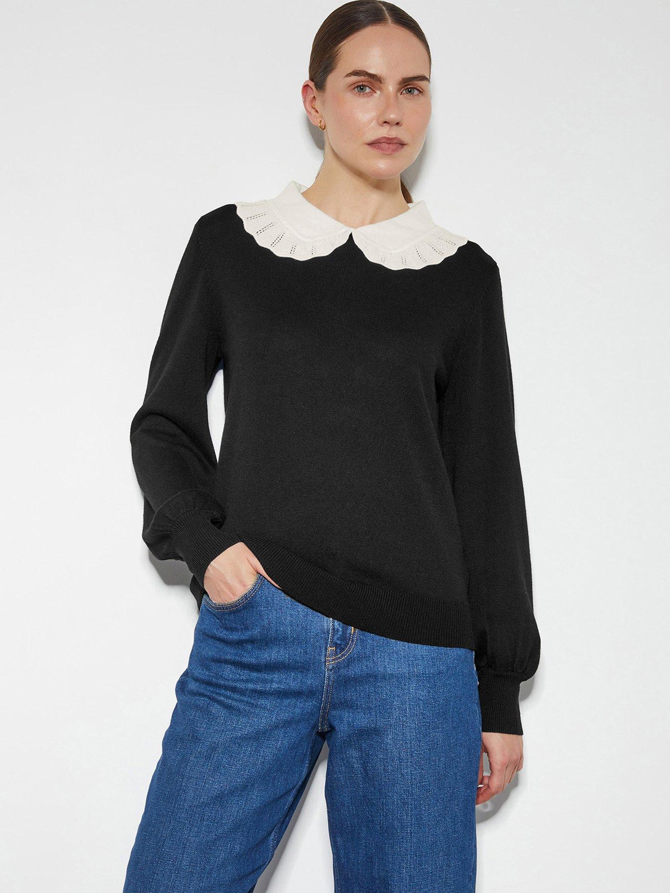 undefined Cleo Collar Jumper - Black