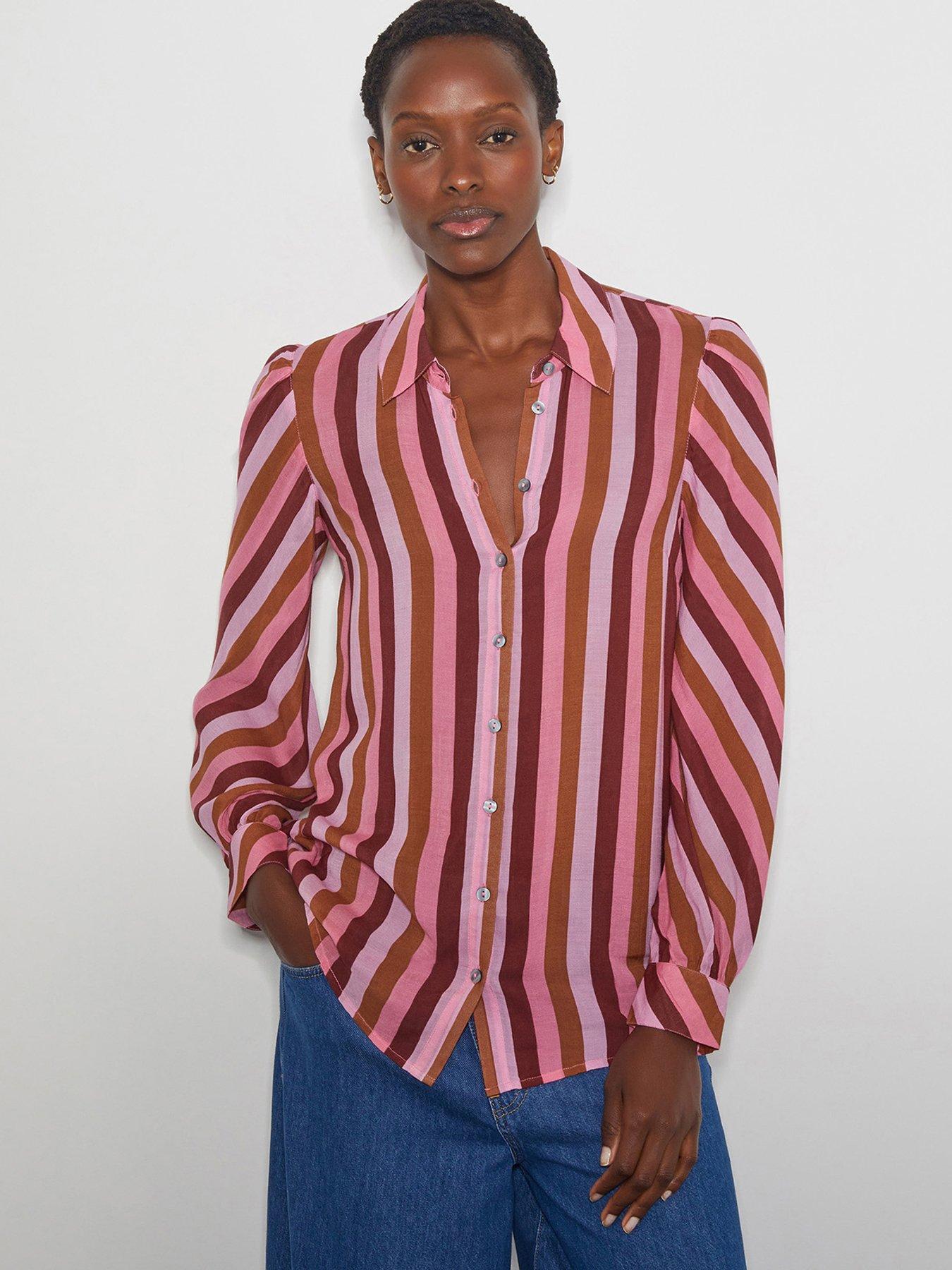 Pink striped shirt womens sale