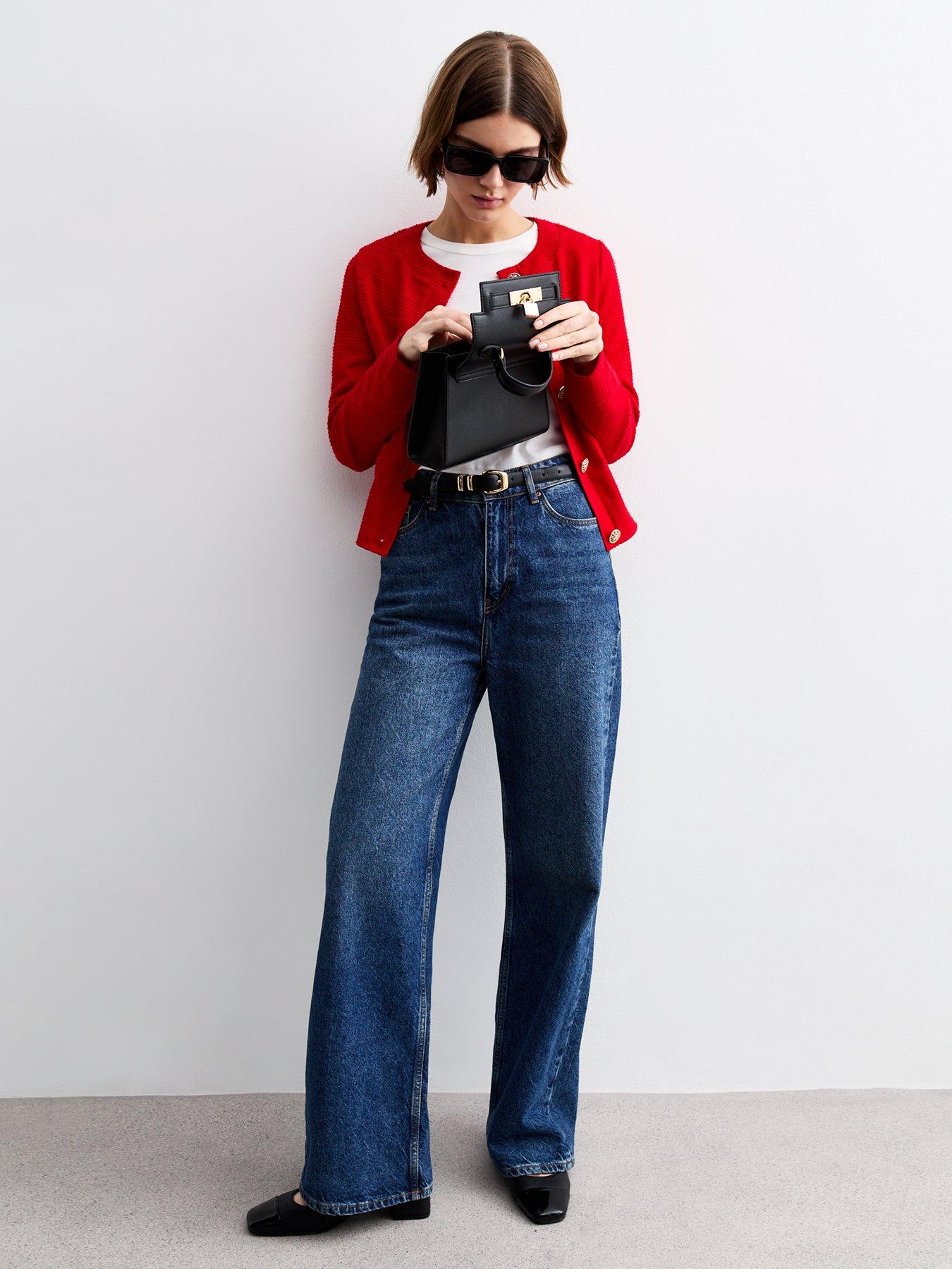 Image 3 of 5 of New Look Boucle Jersey Cardigan - Red
