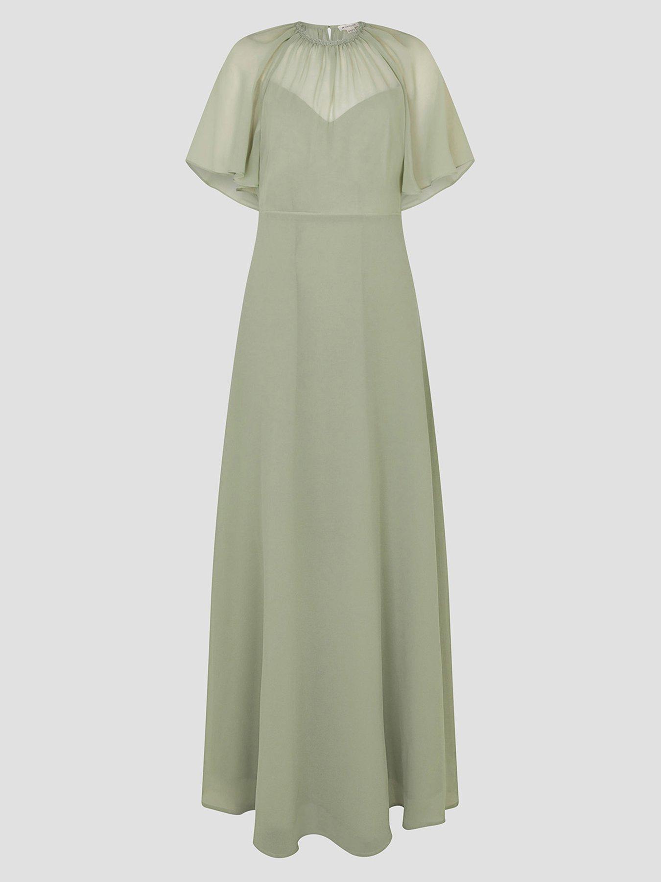 Image 3 of 5 of Monsoon Mona Angel Sleeve Dress Sage - Green