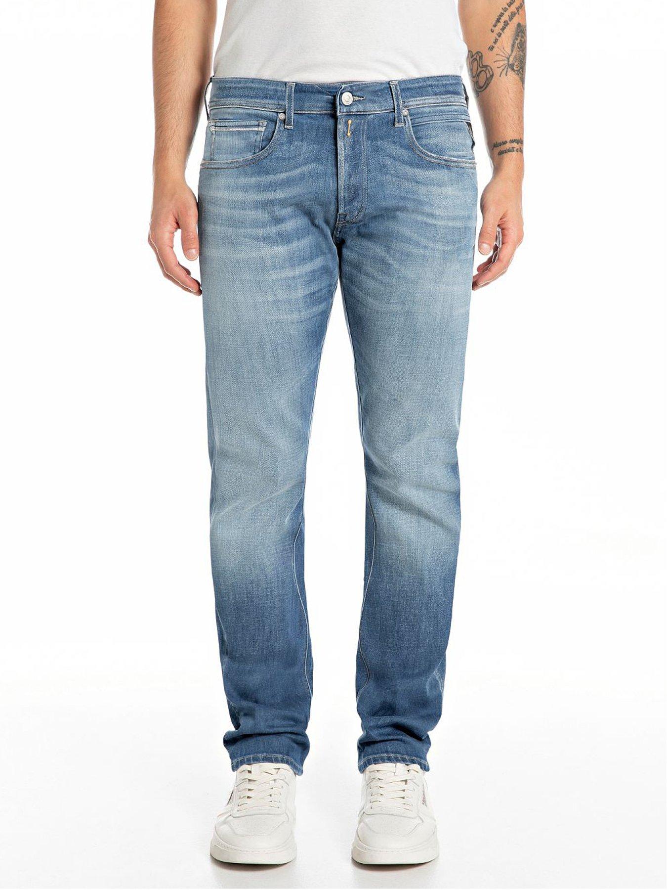 Replay Grover Regular Straight Fit Jeans, Dark Blue, Size 32, Inside Leg Regular, Men