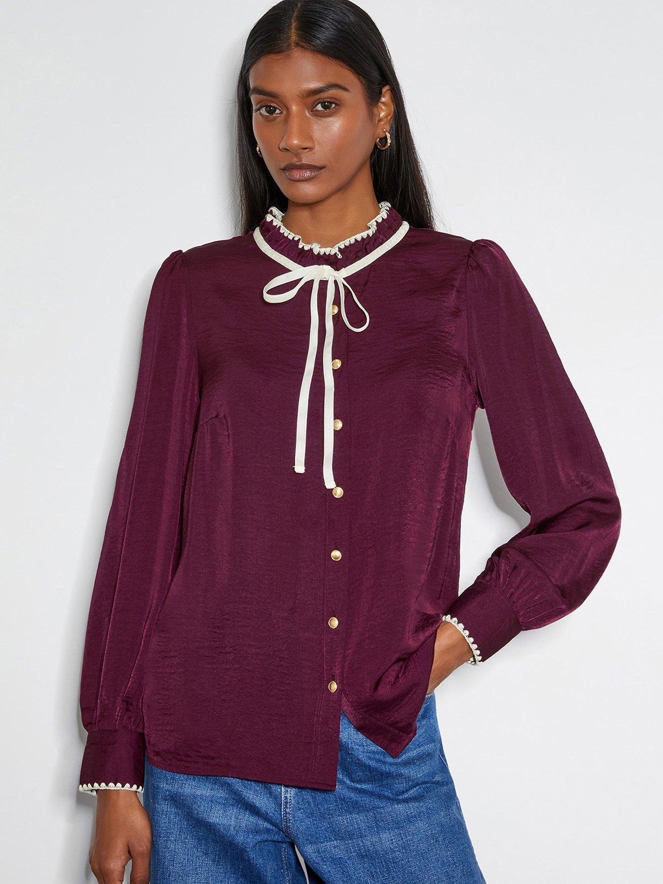 undefined Thea Satin Blouse - Red