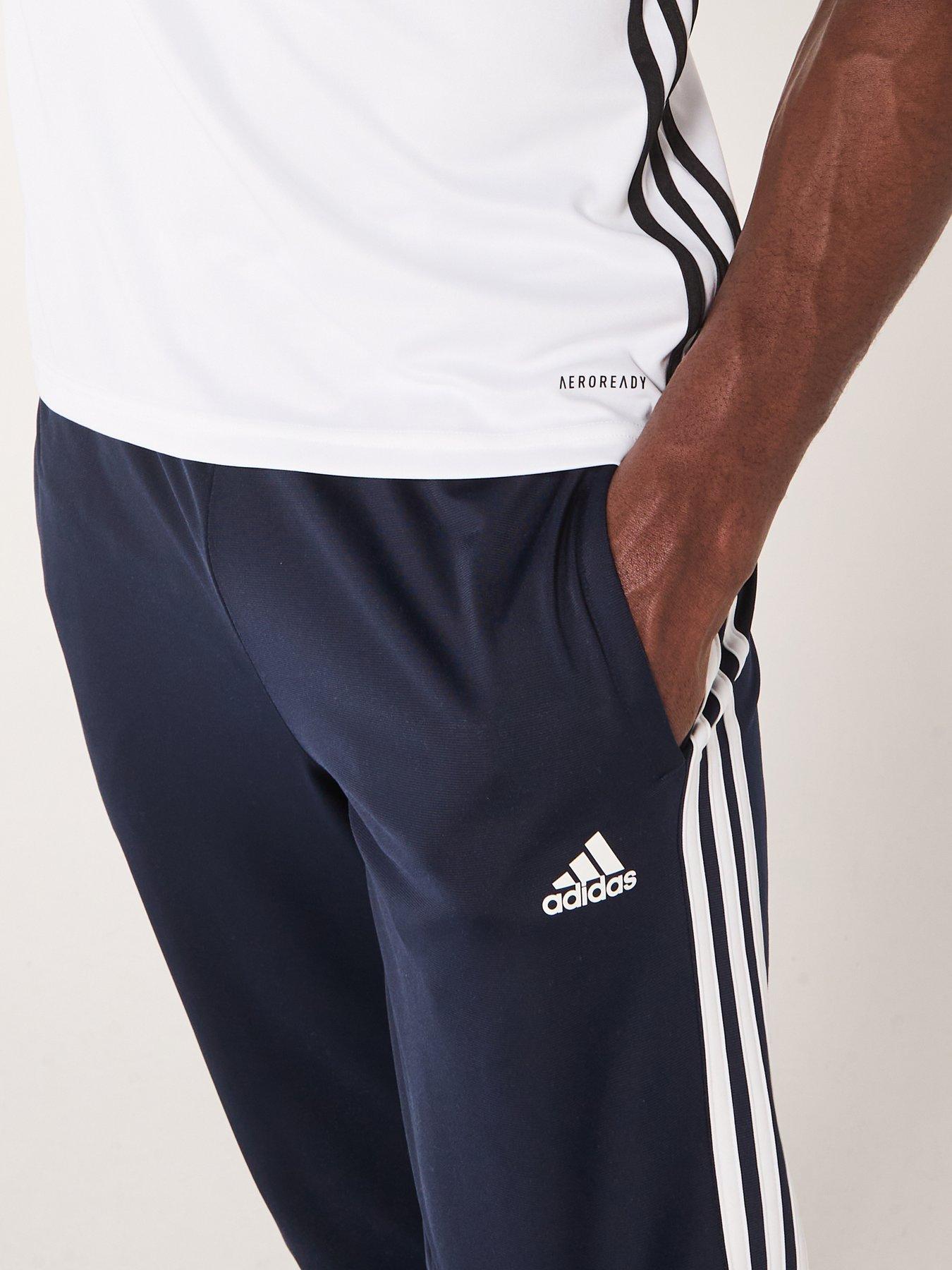 Image 4 of 5 of adidas Sportswear Mens Essentials Warm-up Tapered 3-stripes Track Tracksuit Bottoms - Blue