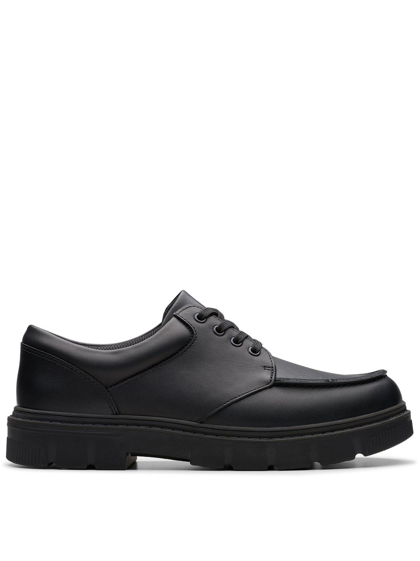 Clarks Youth Lorcam Edge Leather Shoe - Black