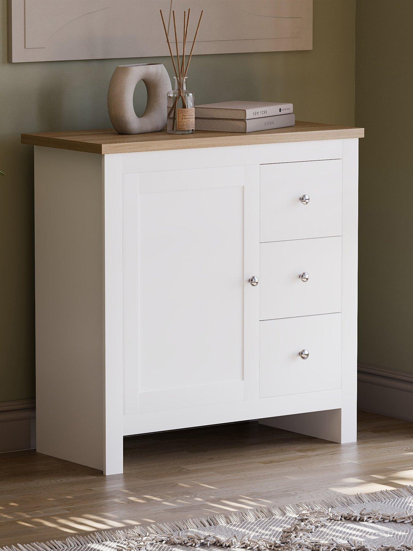 undefined Arlington 3 Drawer, 1 Door Sideboard - White