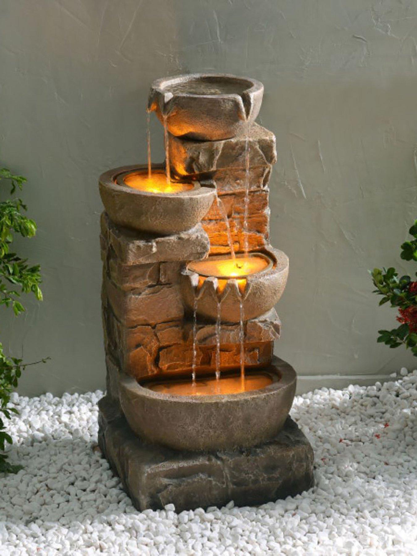 undefined 33" 4 Tier Cascading Bowl Stone Fountain