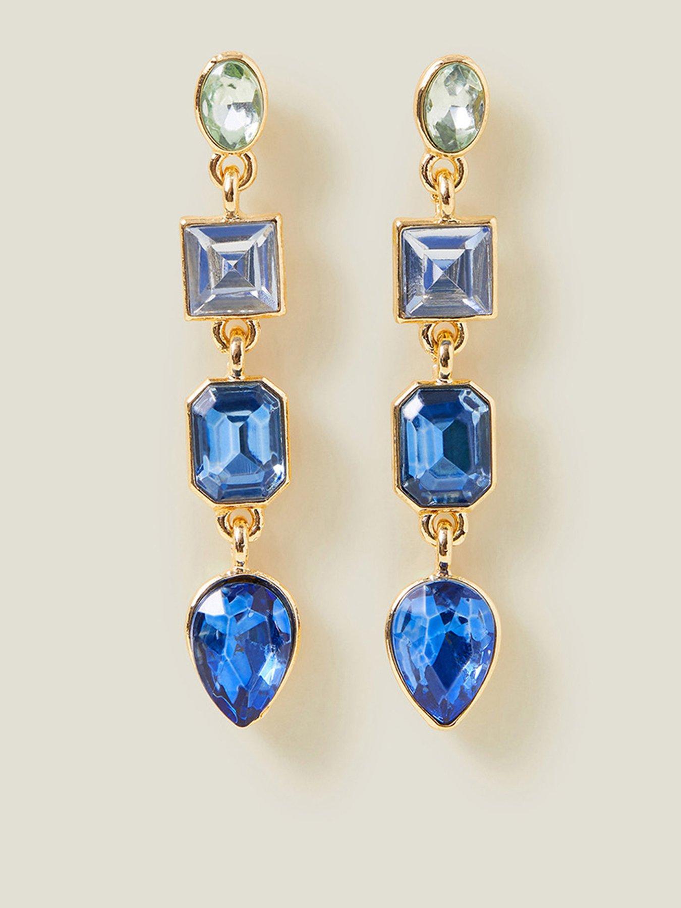 Image 1 of 3 of Accessorize Eclectic Long Drop Earrings