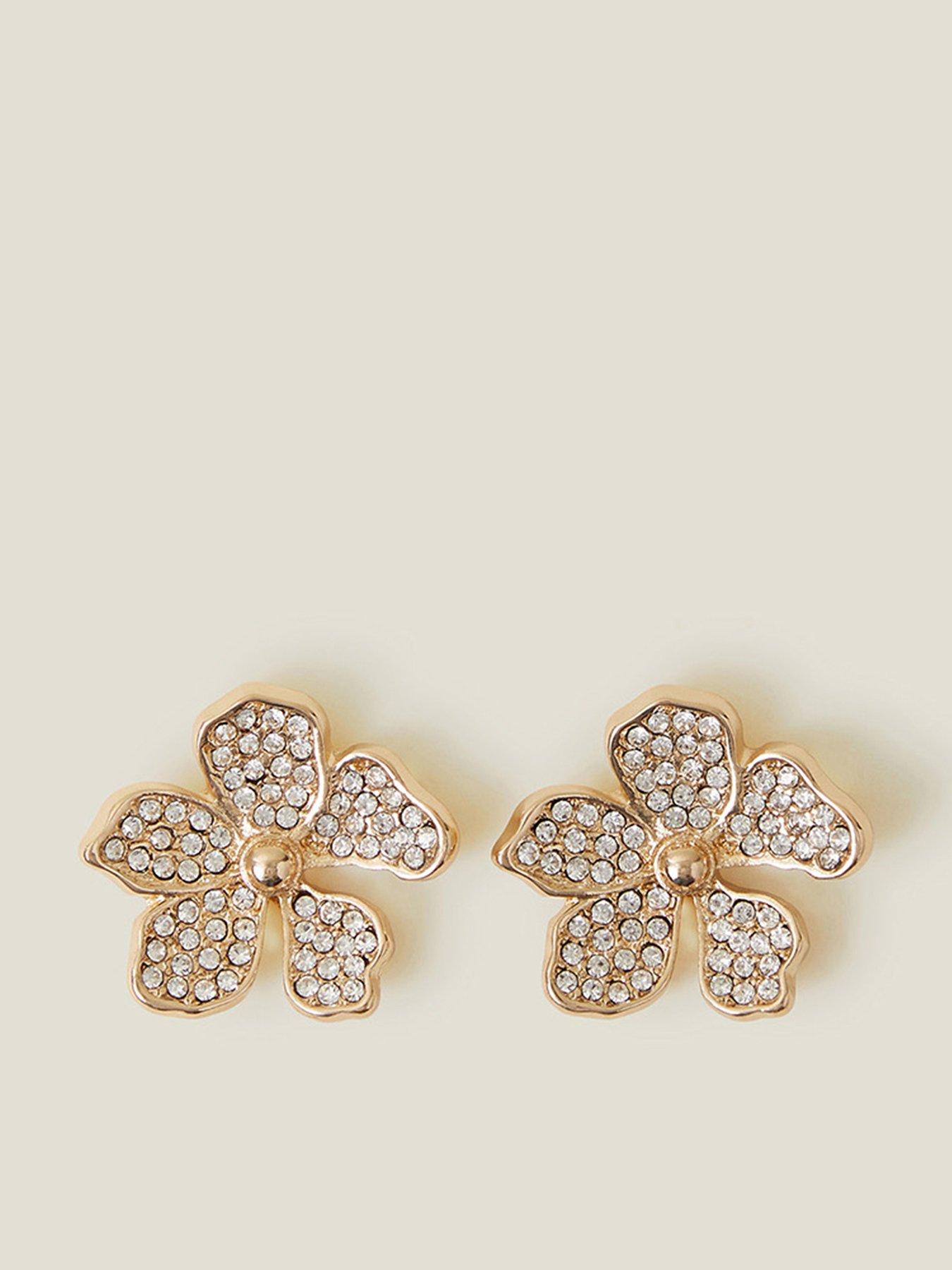 undefined Pave Flower Stud Earrings