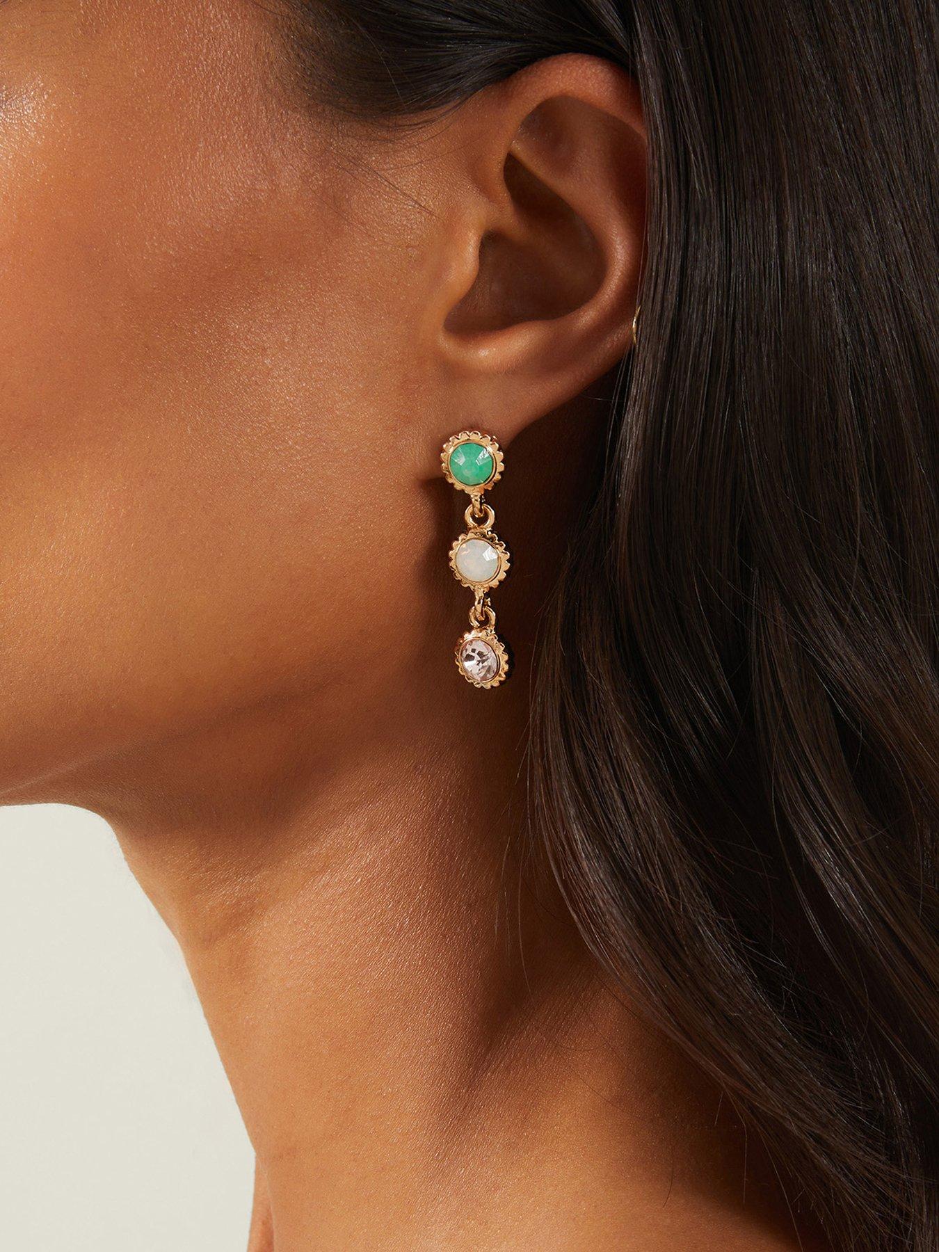 Image 2 of 2 of Accessorize Pave Jewel Drop Earrings