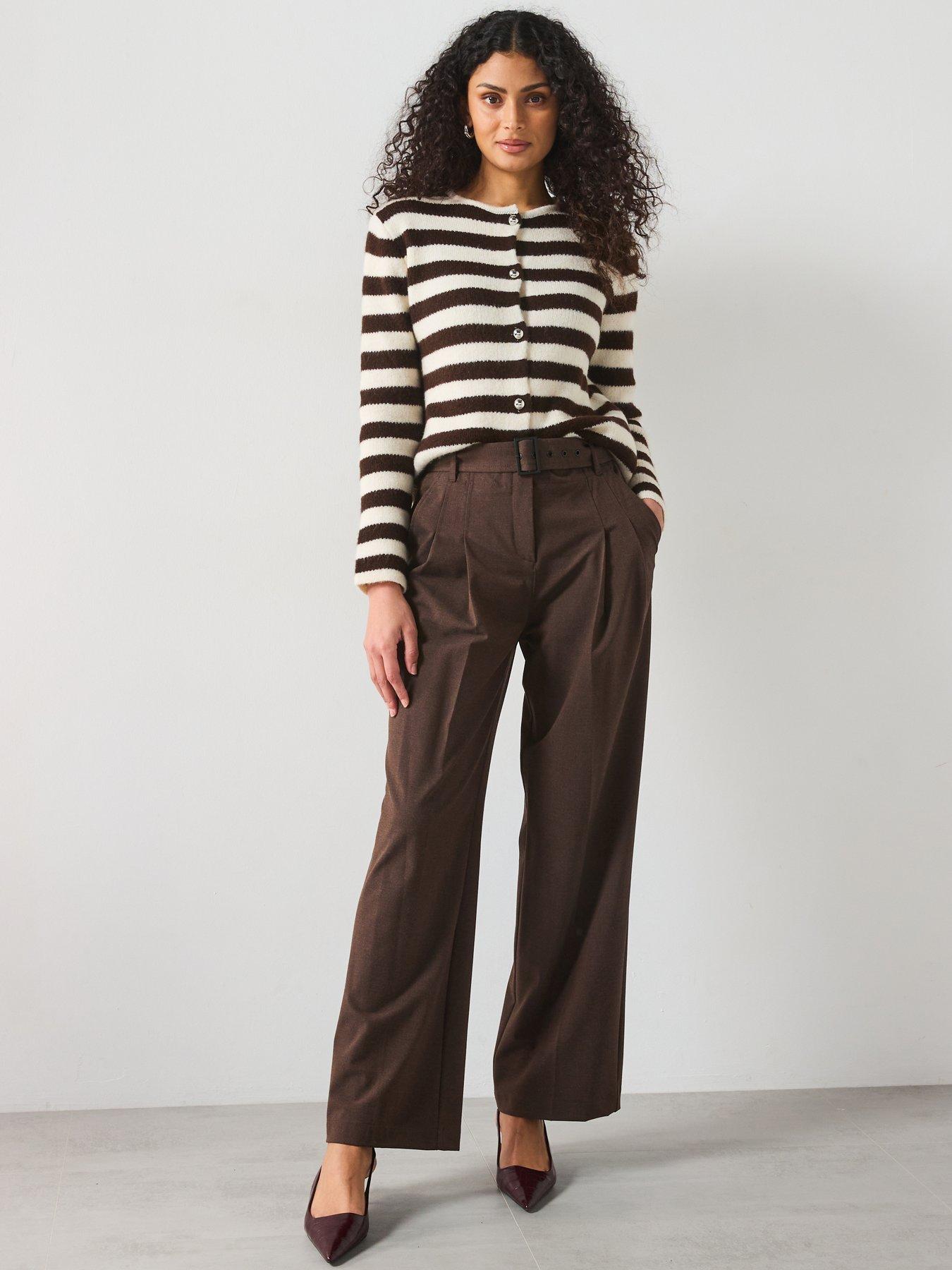 Image 3 of 6 of Mango Striped Knit Cardigan - Light Beige