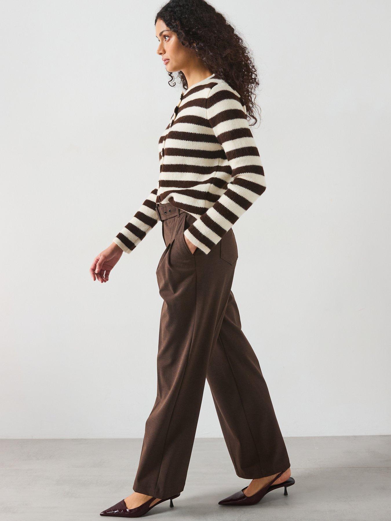 Image 6 of 6 of Mango Striped Knit Cardigan - Light Beige