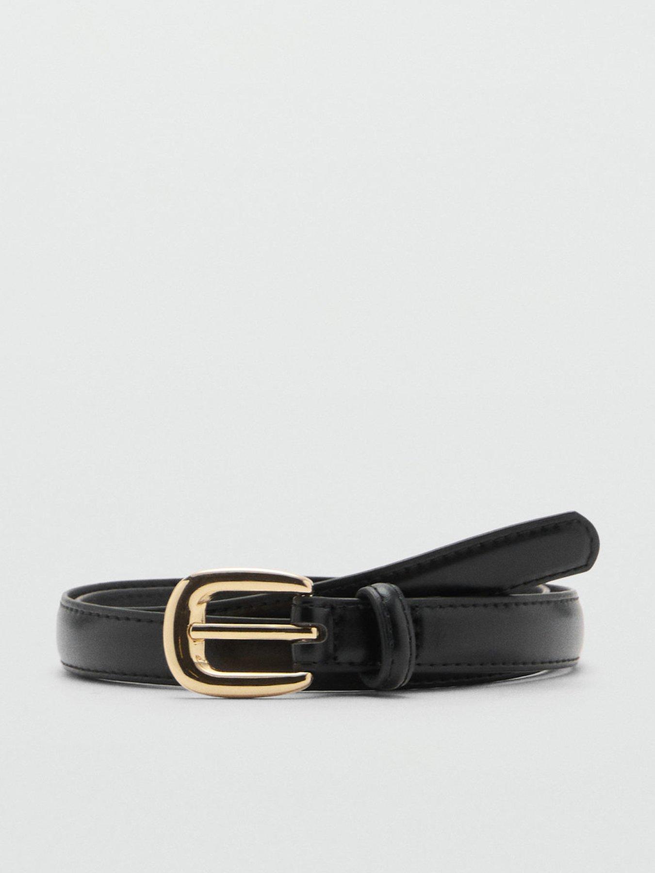 undefined Buckle Skinny Belt- Black