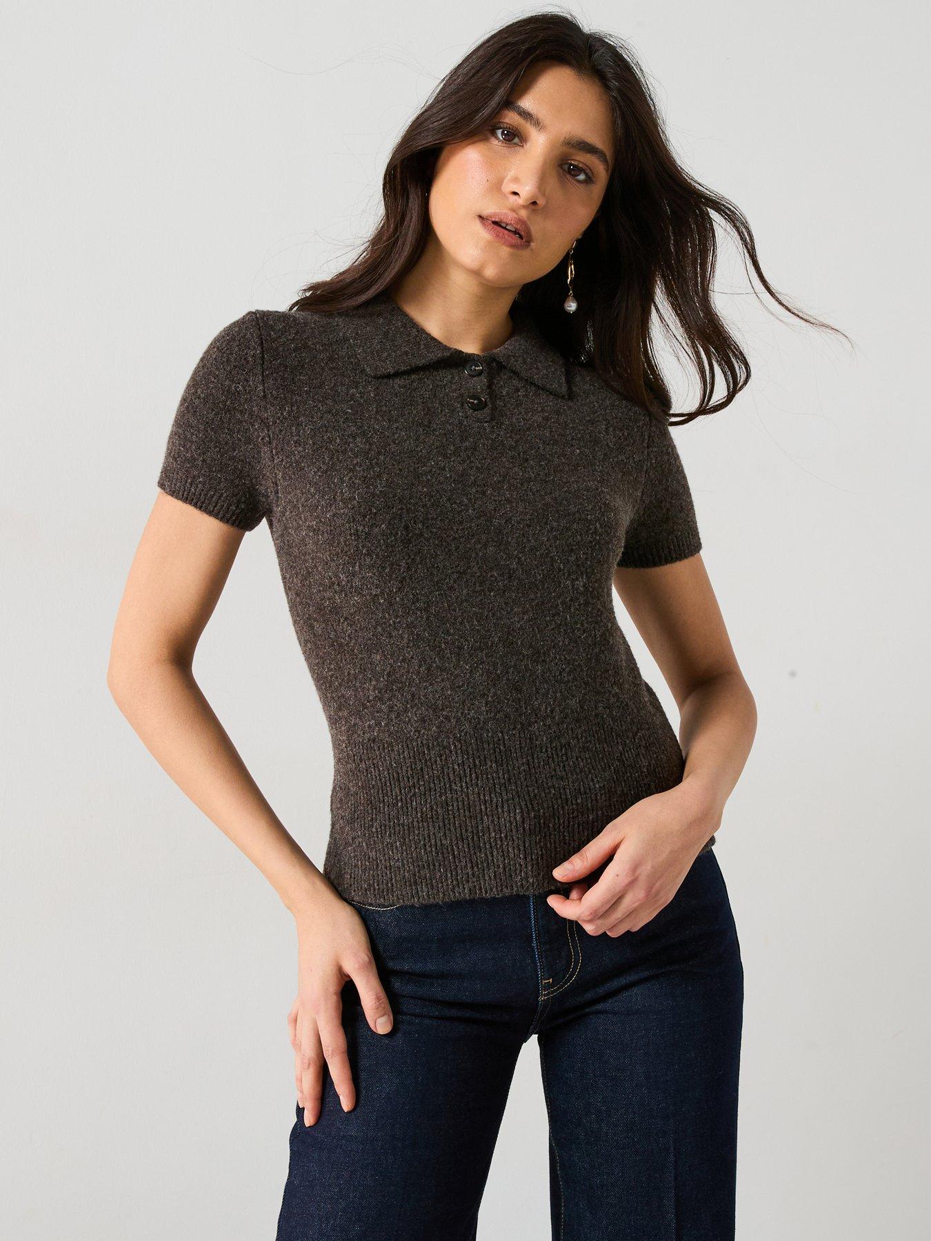 undefined Knit Polo Shirt - Brown