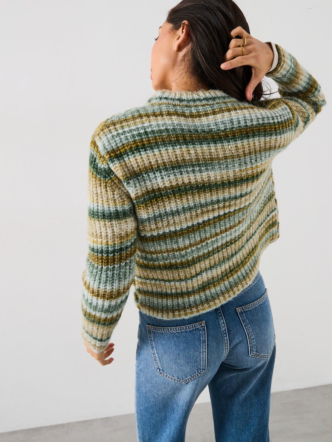 Mango Striped Jumper - Green | Very