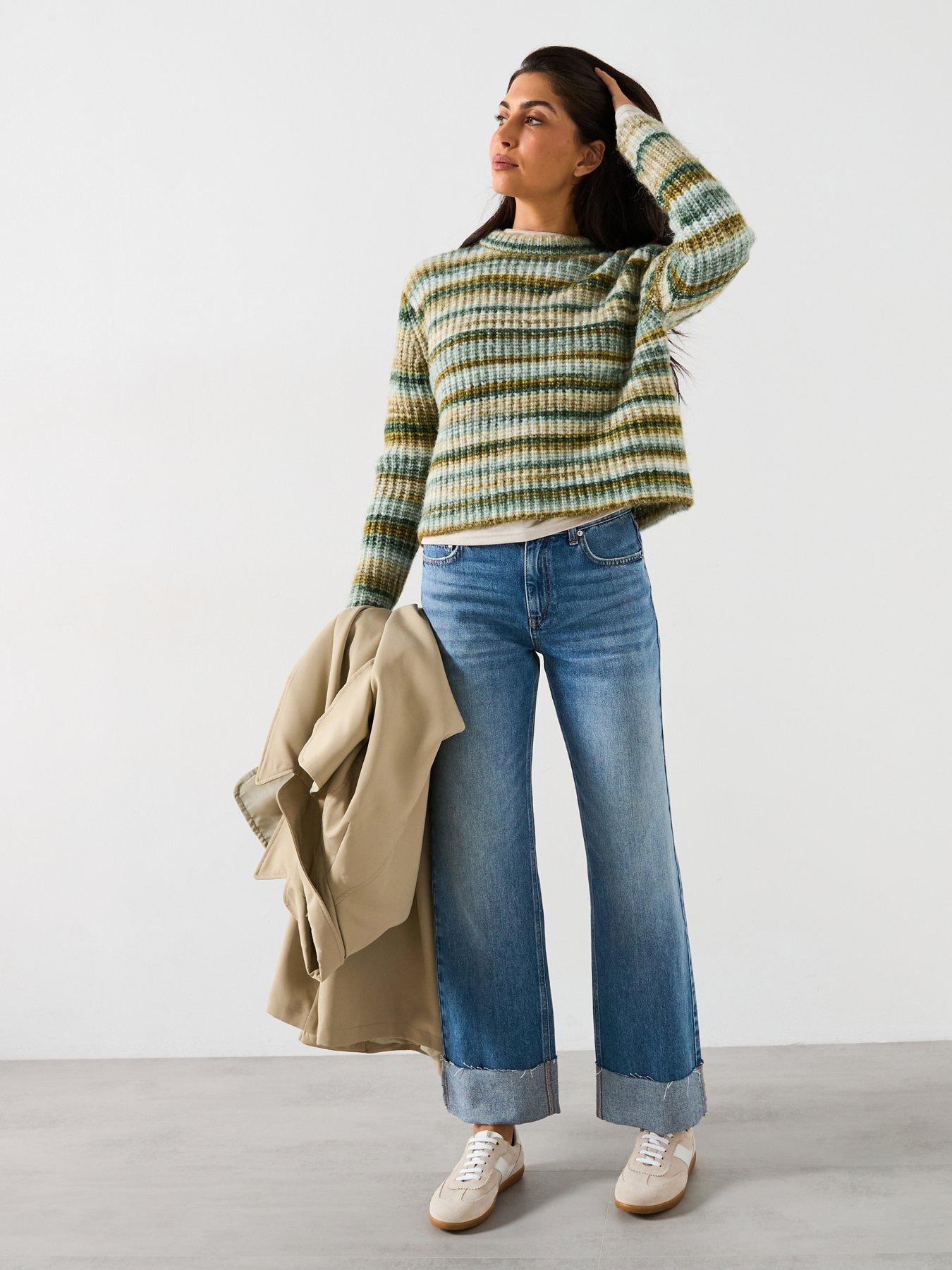 Mango Striped Jumper - Green | Very