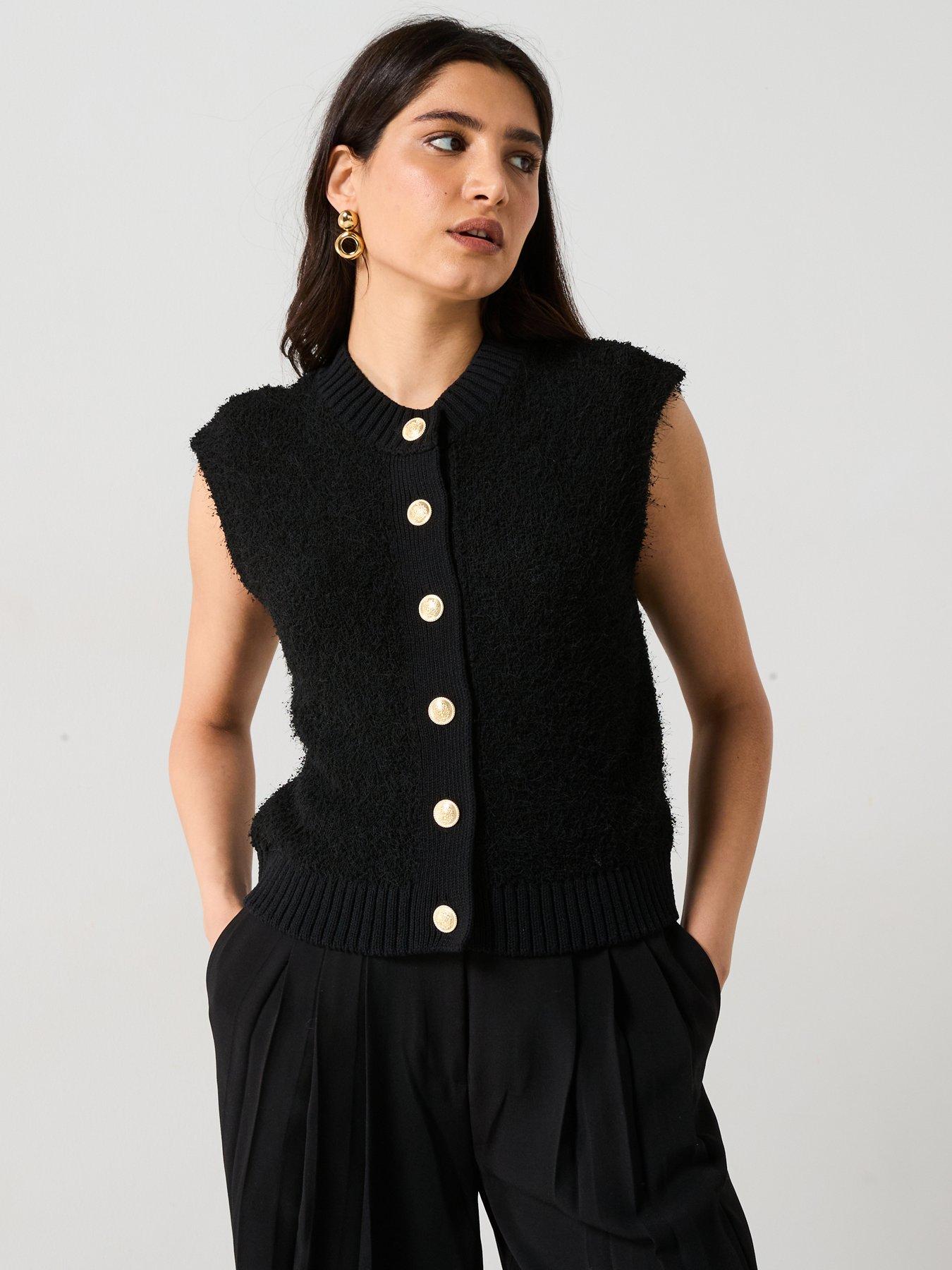 undefined Button Tank Top- Black