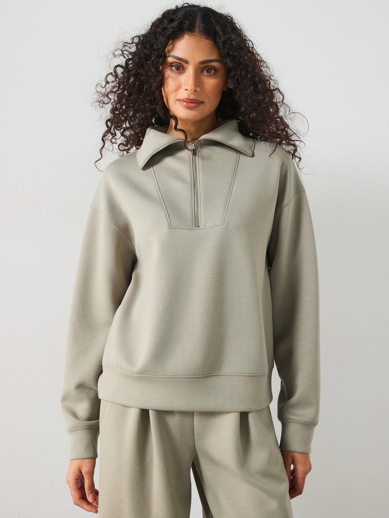 Mango Half Zip Sweatshirt - Sage Green | Very