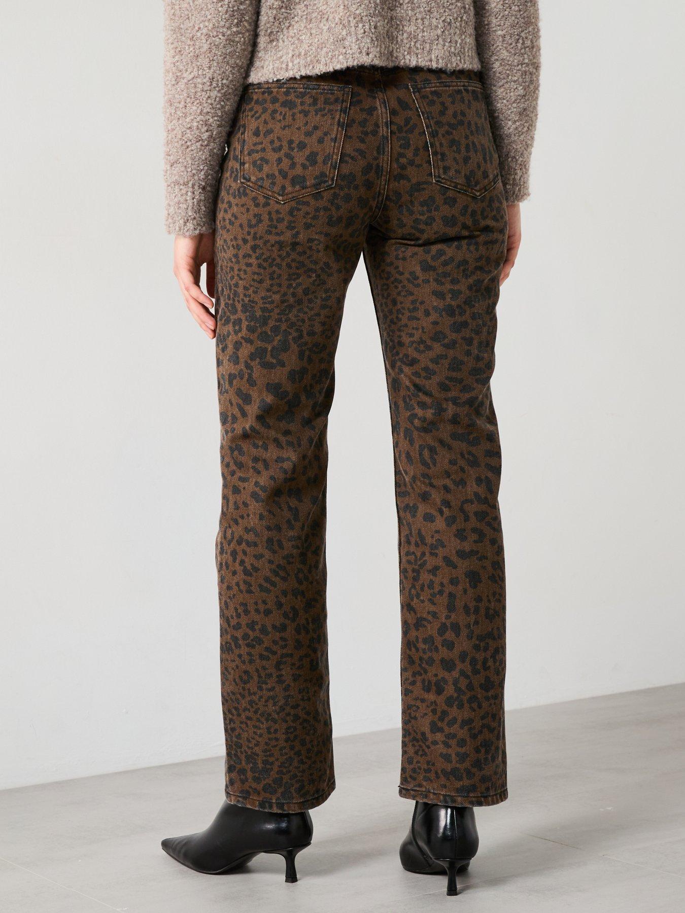 Image 2 of 5 of Mango Dark Leopard Print Jeans - Brown/Black