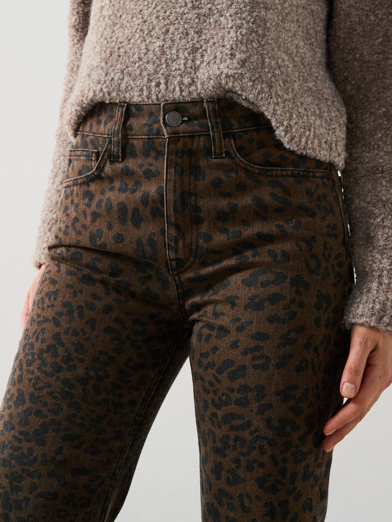 Image 4 of 5 of Mango Dark Leopard Print Jeans - Brown/Black